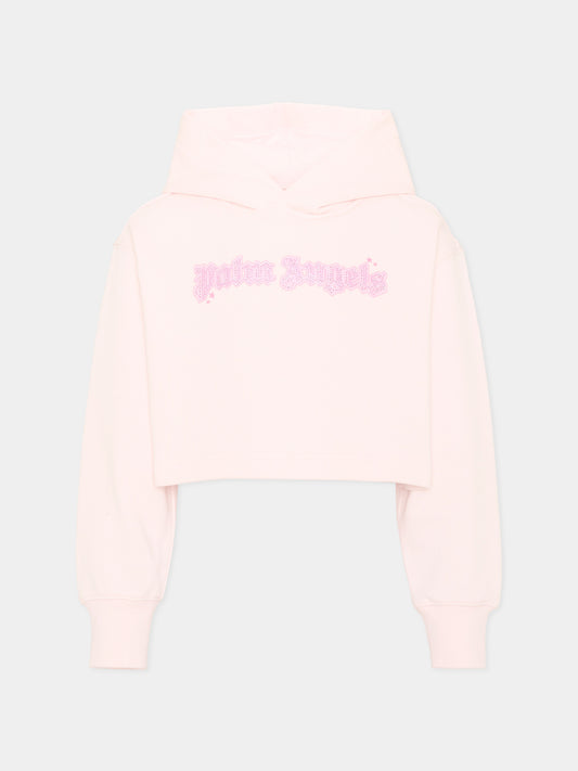 Felpa con cappuccio rosa con logo,Palm Angels,PGBB006S26FLE001 042