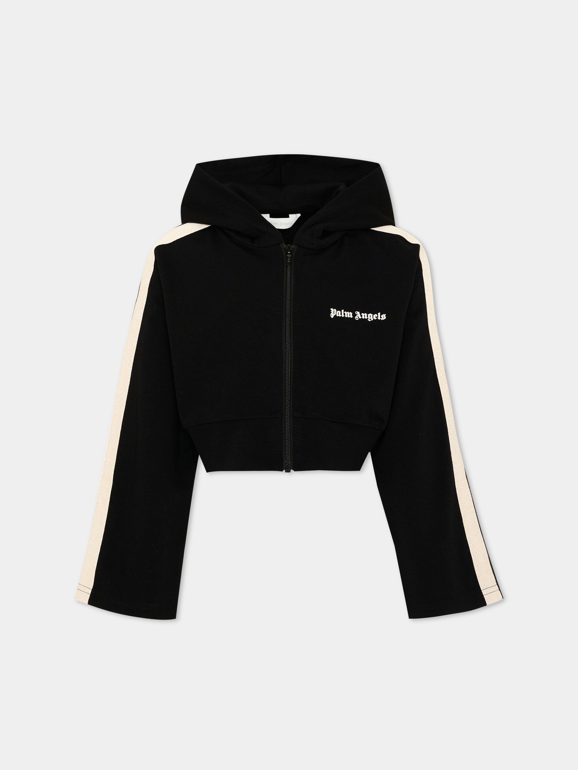 Felpa con cappuccio nera per bambina,Palm Angels,PGBD00BS26FLE001 110