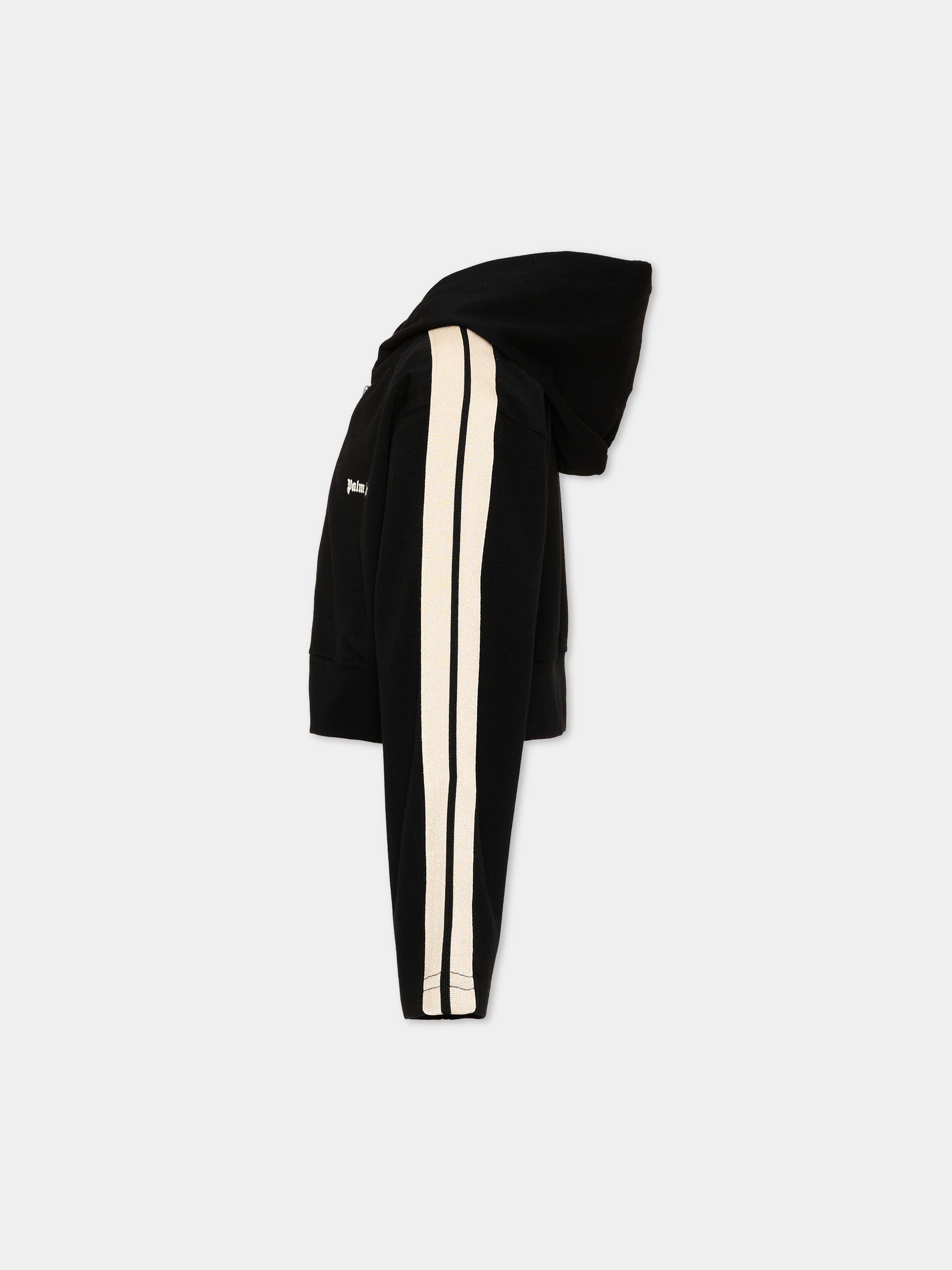 Felpa con cappuccio nera per bambina,Palm Angels,PGBD00BS26FLE001 110