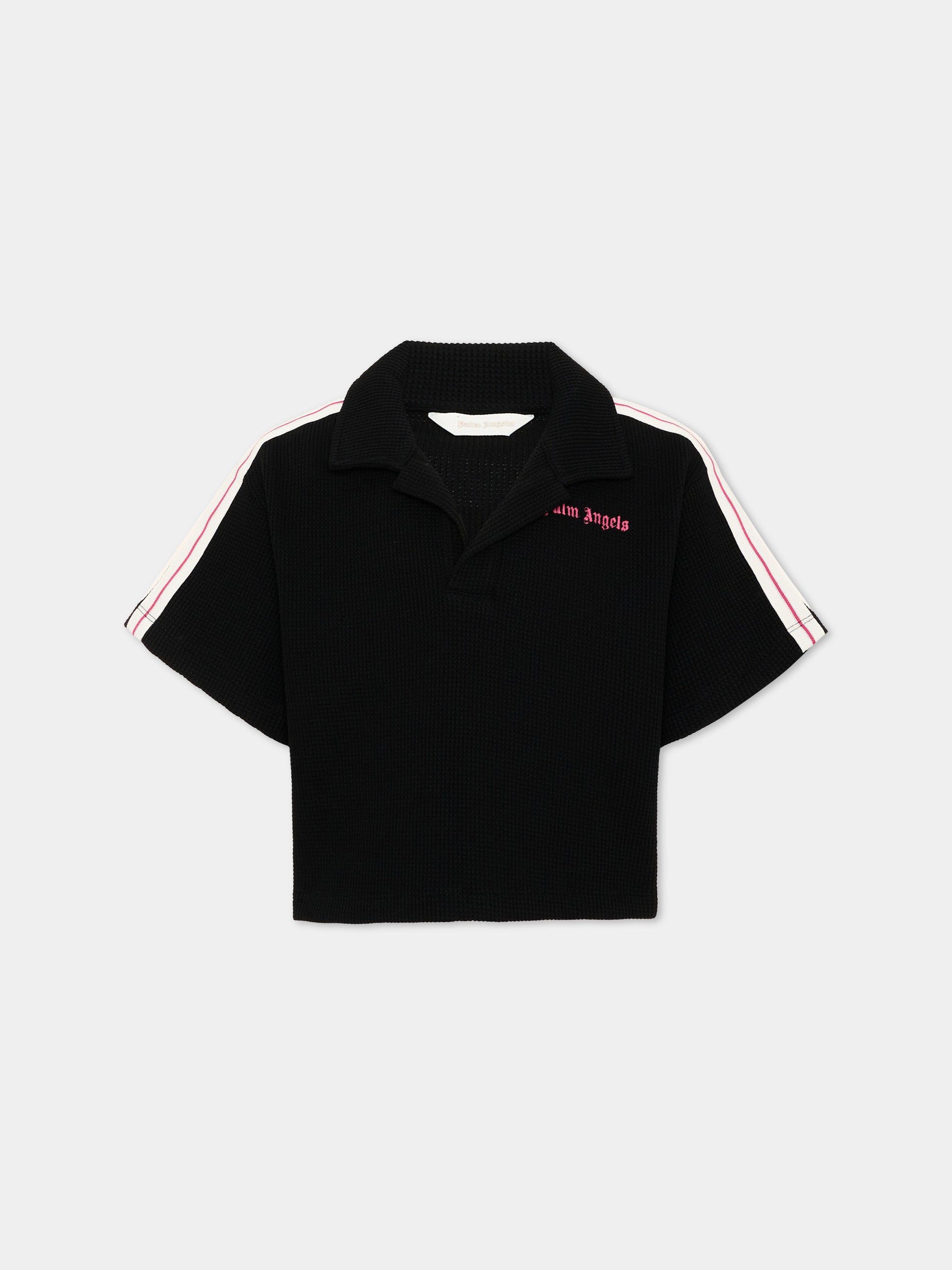 Polo a manica corta nera per bambina,Palm Angels,PGGB001S26JER001 110
