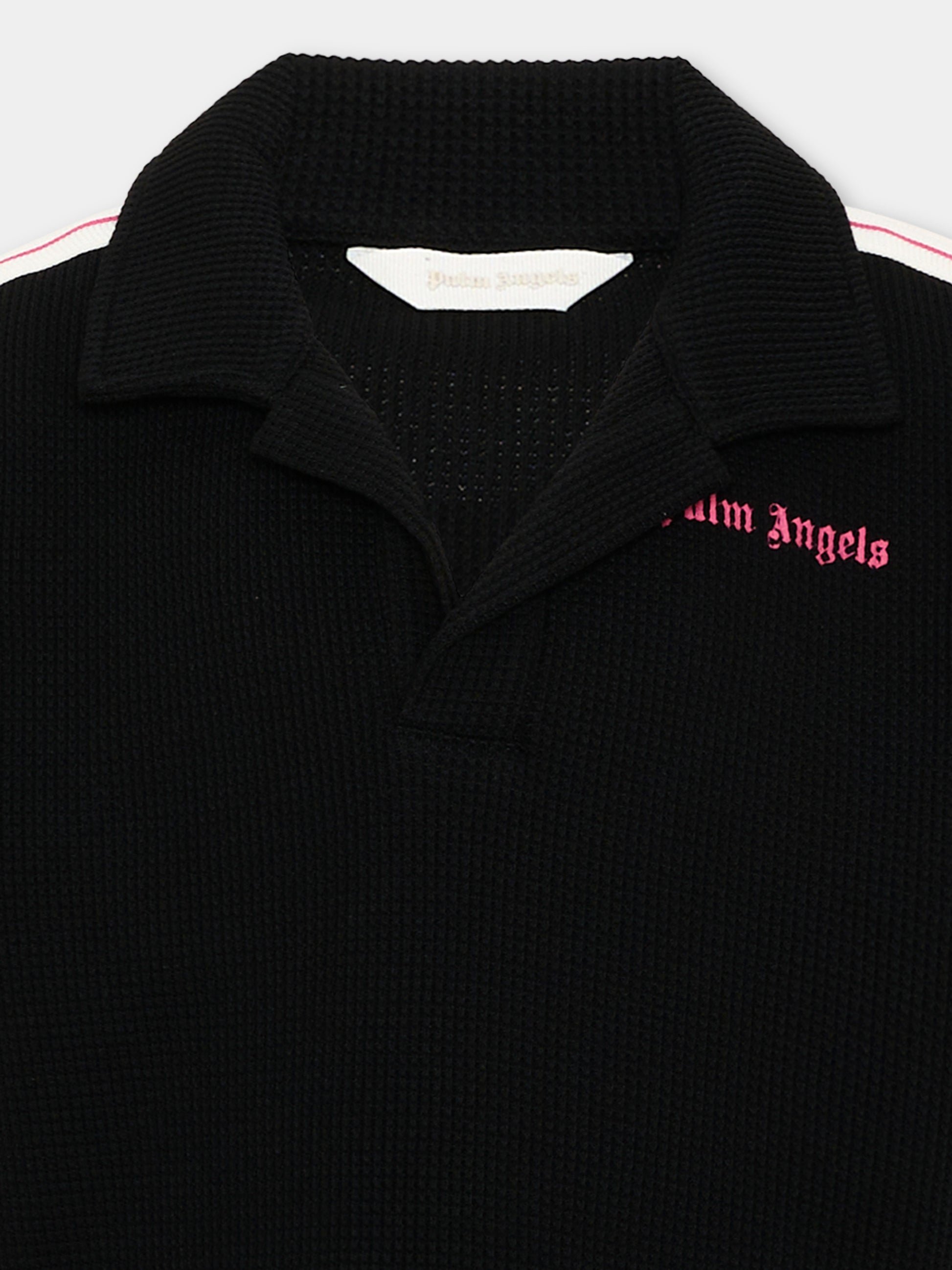 Polo a manica corta nera per bambina,Palm Angels,PGGB001S26JER001 110