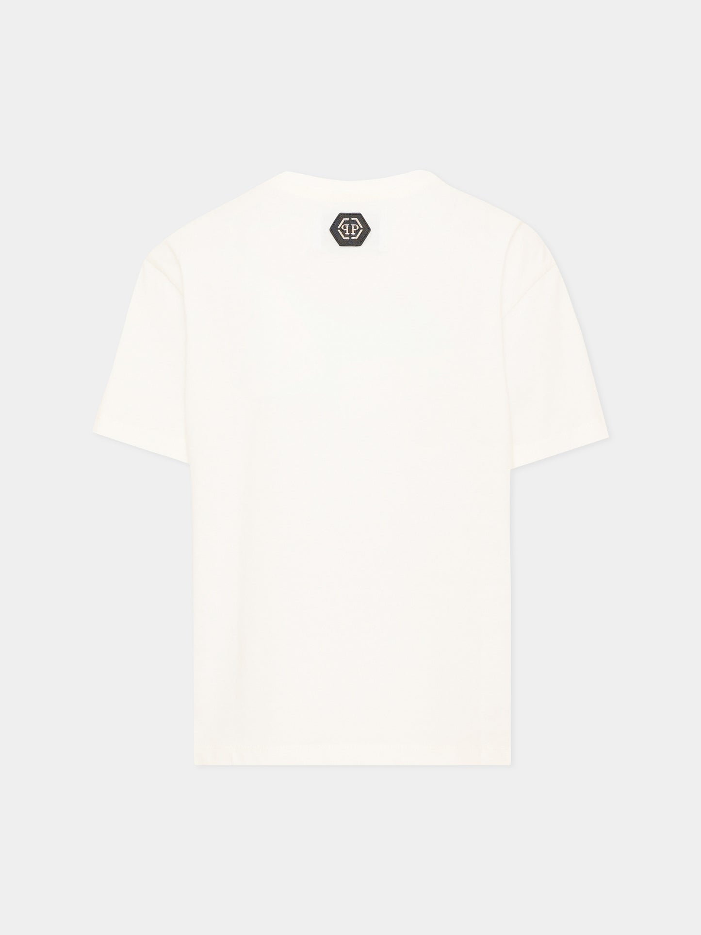 T-shirt avorio per bambino con logo,Philipp Plein Junior,S6PHJBTH054 002