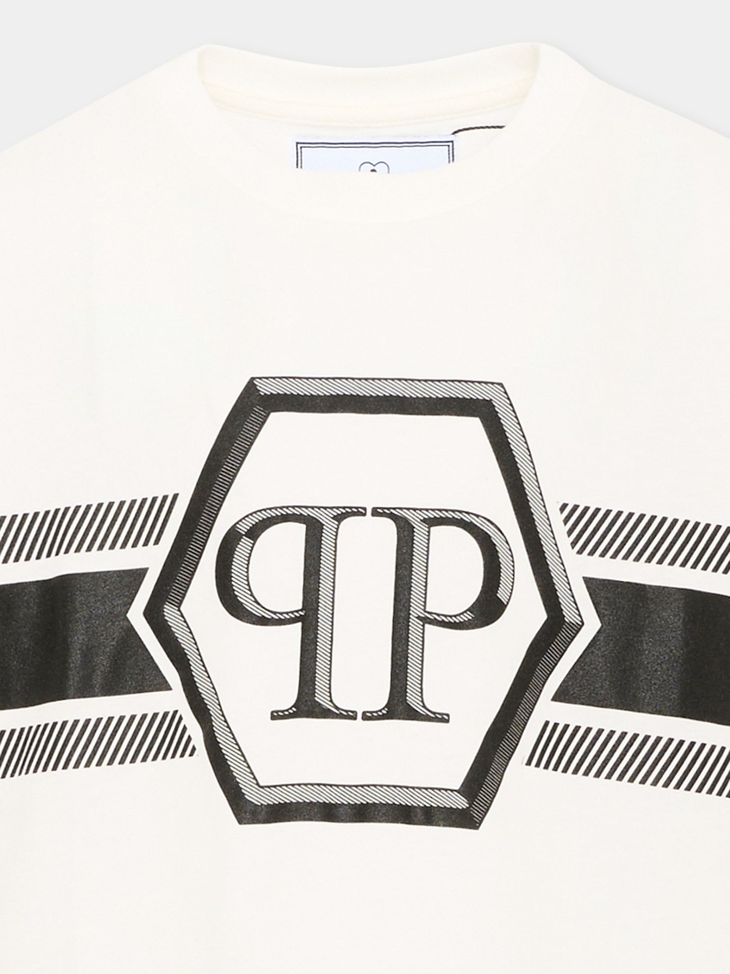 T-shirt avorio per bambino con logo,Philipp Plein Junior,S6PHJBTH054 002