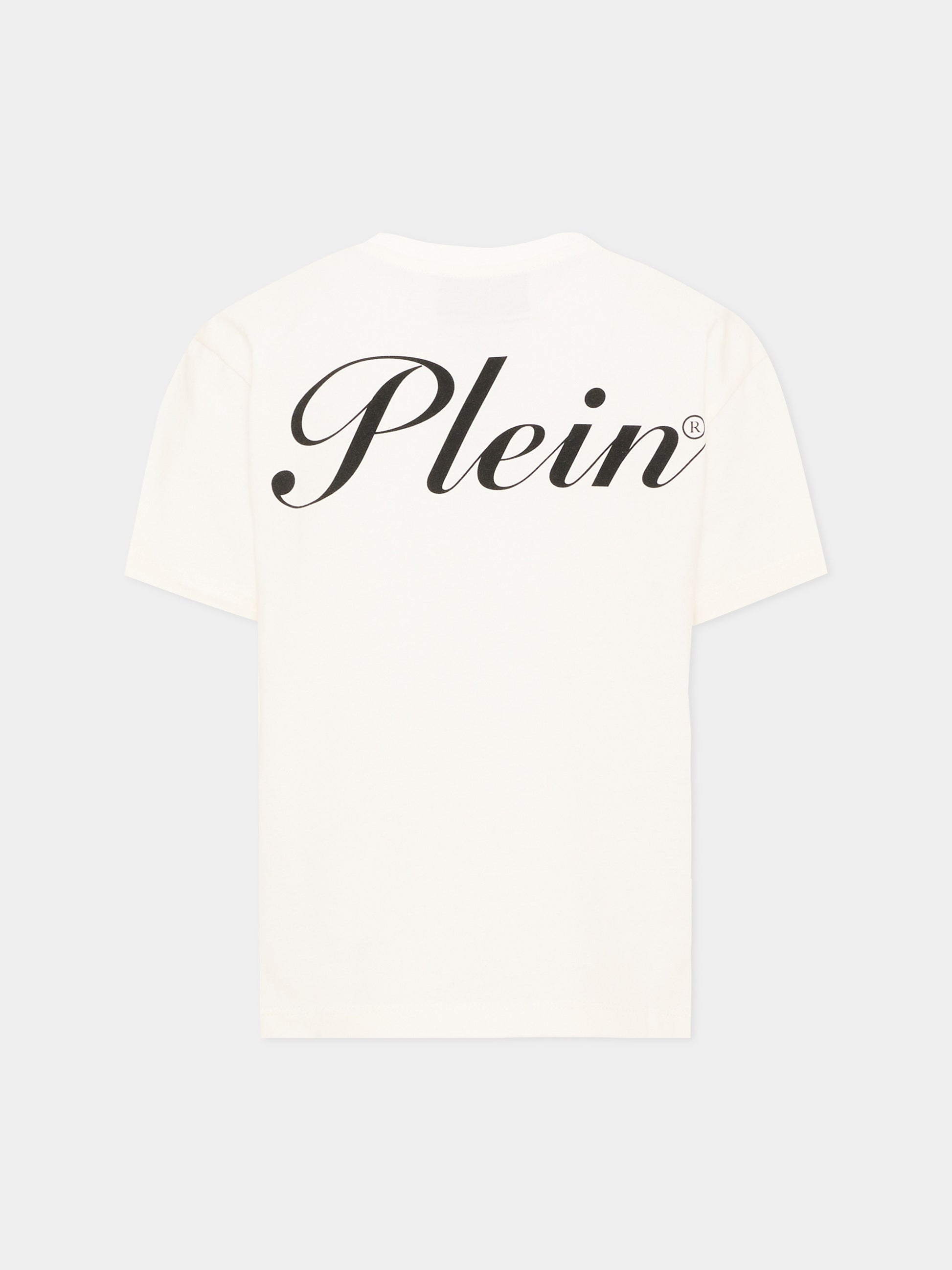 T-shirt avorio per bambino con logo,Philipp Plein Junior,S6PHJBTH074 002