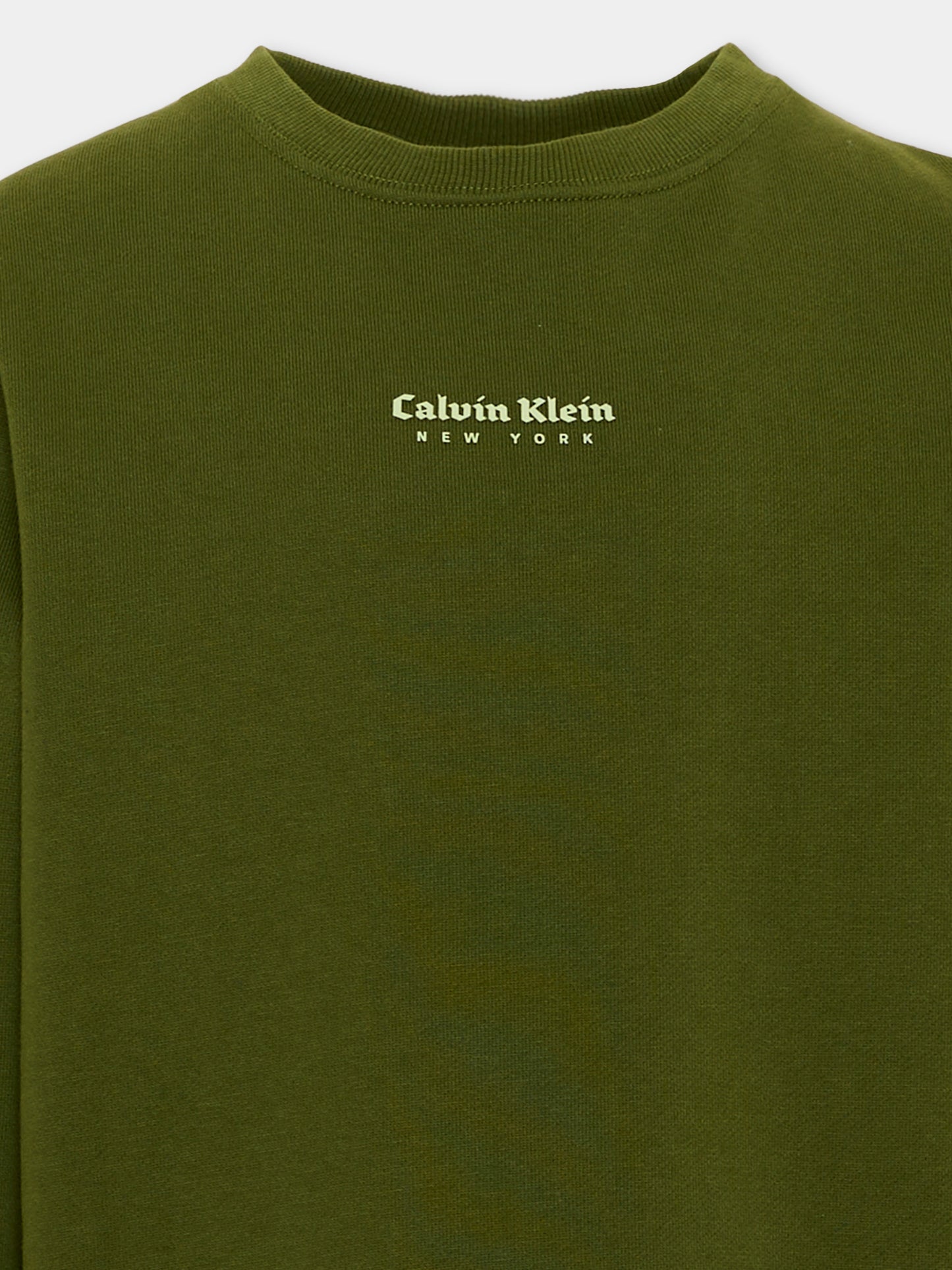 Felpa verde per bambino logo frontale,Calvin Klein Kids,IB0IB02617 LTQ