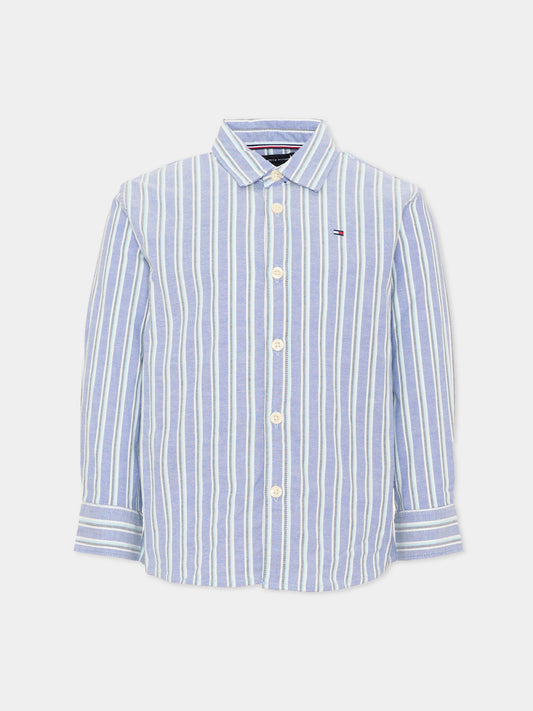 Camicia a manica lunga blu per bambino a righe,Tommy Hilfiger Junior,KB0KB10066 C8M