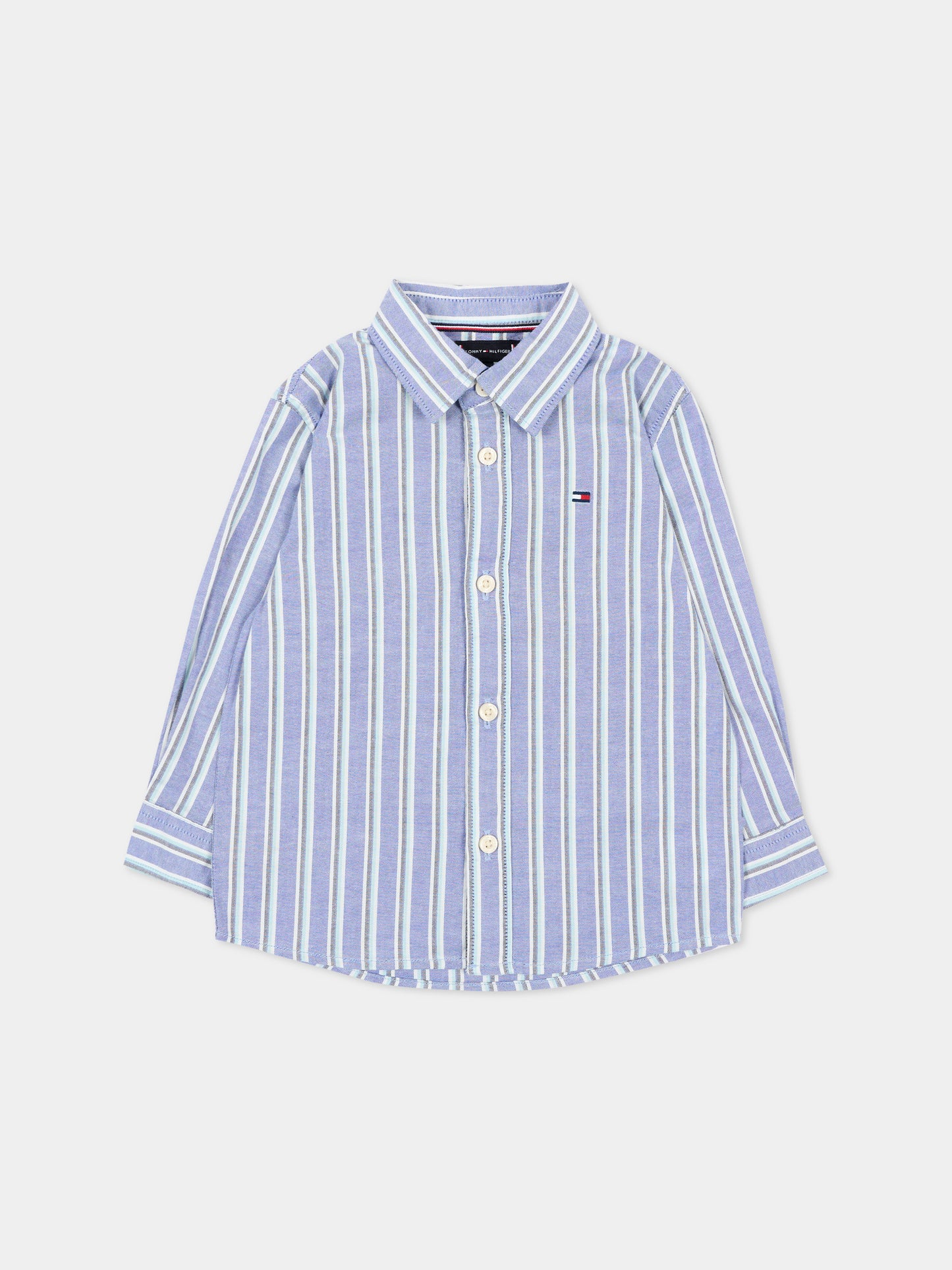 Camicia a manica lunga blu per bambino a righe,Tommy Hilfiger Junior,KB0KB10066 C8M_
