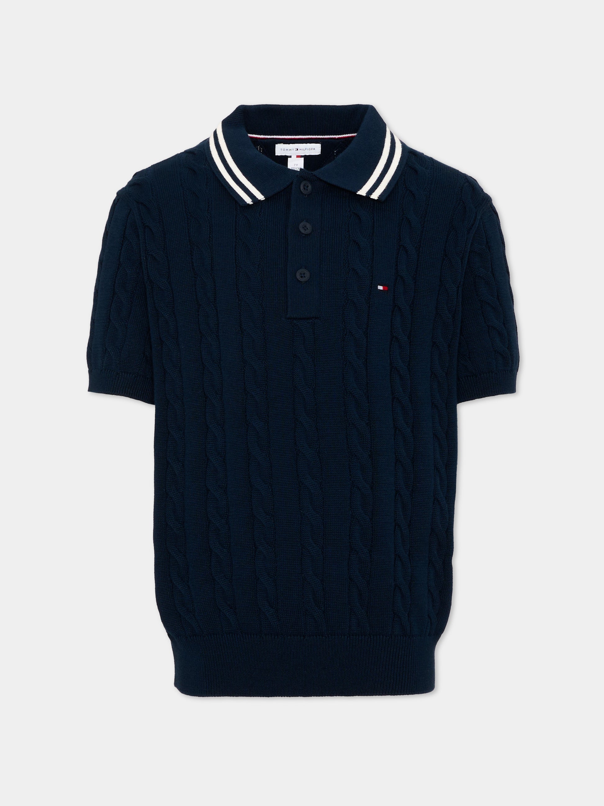 Polo a manica corta blu per bambino,Tommy Hilfiger Junior,KB0KB09754 C1G