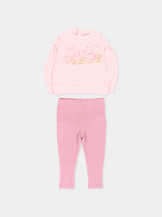 Completo sportivo lungo rosa per neonata,Levi's Kids,1EN470 AGJ