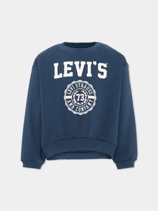 Felpa blu per bambini con logo,Levi's Kids,4EN514 UF3