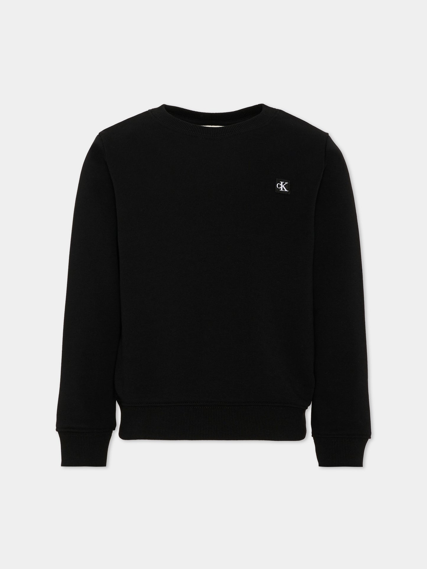 Felpa nera per bambini logo CK,Calvin Klein Kids,LV1CKSJB33 BEH