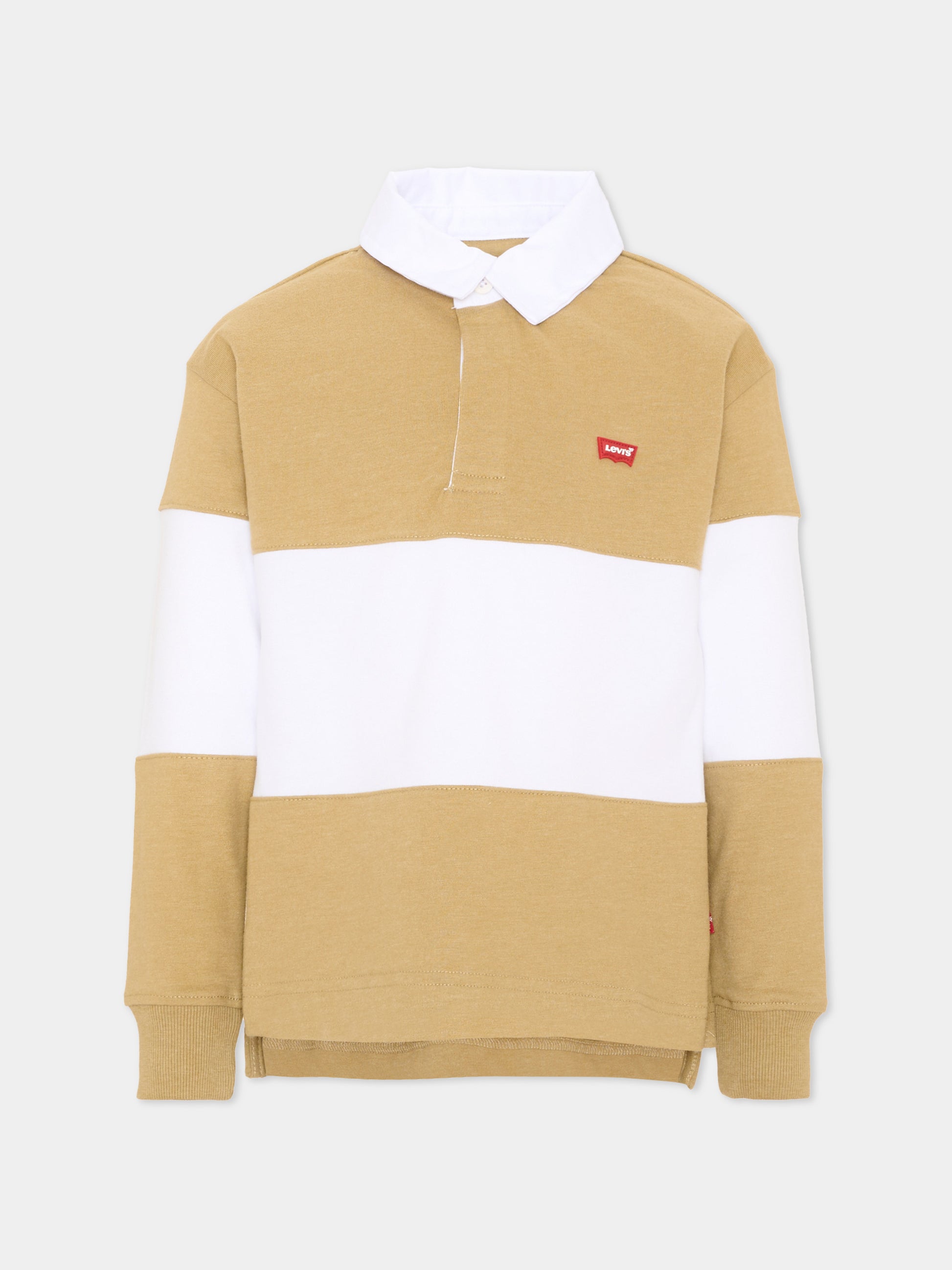 Polo a manica lunga beige con logo,Levi's Kids,8EP601 X4Z