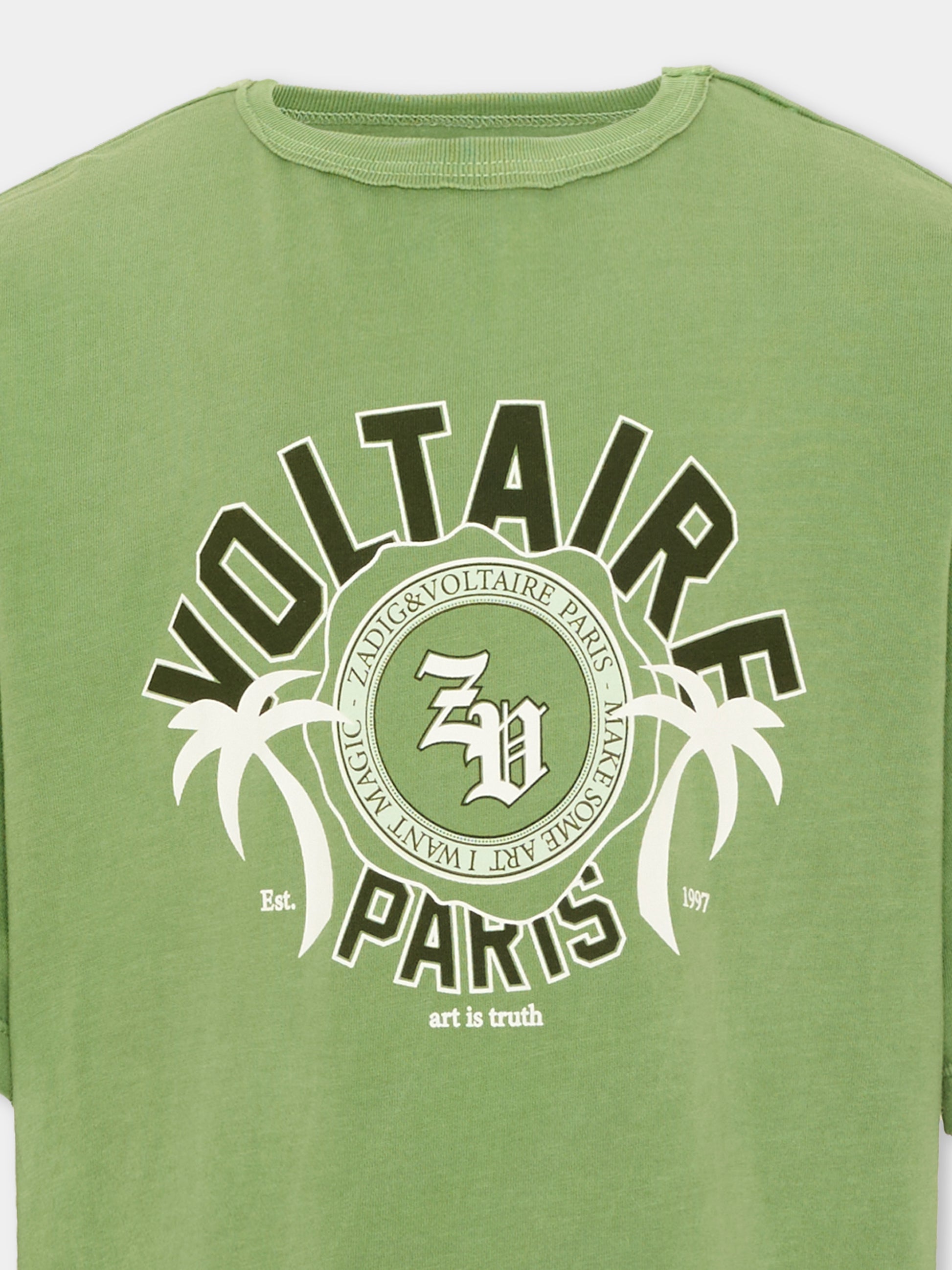 T-Shirt verde per bambini,Zadig & Voltaire Kids,X60585 66J