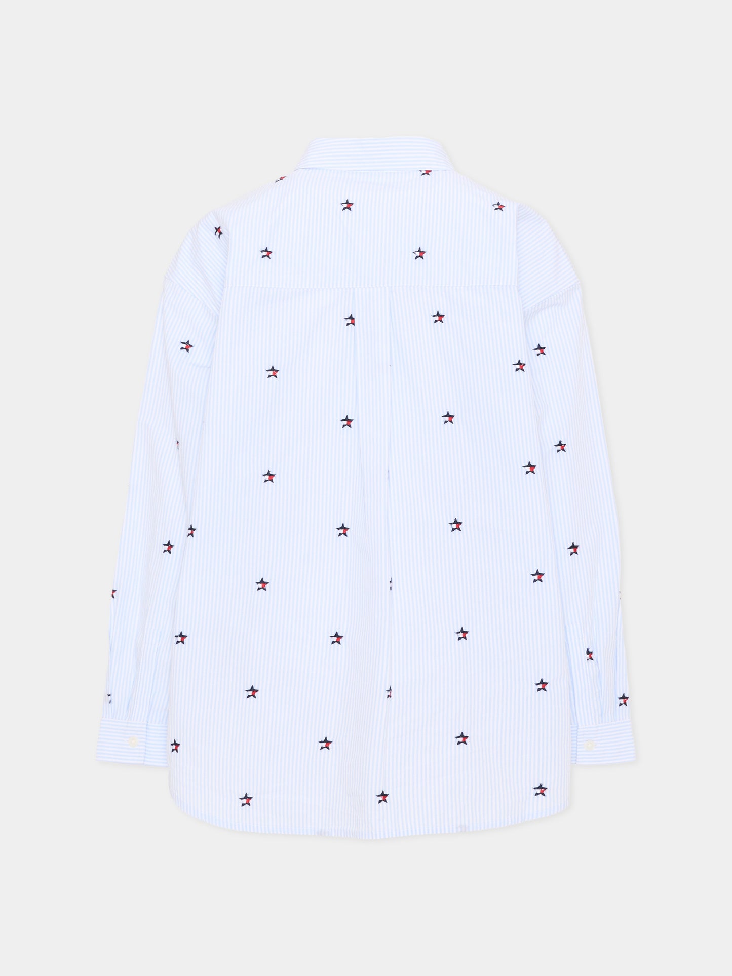 Camicia a manica lunga azzurra per bambino stelle ricamate,Tommy Hilfiger Junior,KG0KG09306 C3Q