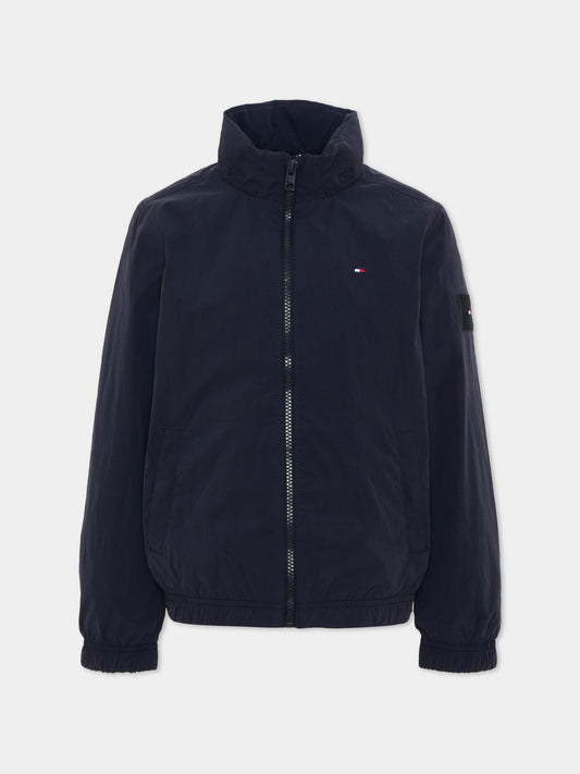 Giubbotto blu per bambino con micro-flag,Tommy Hilfiger Junior,KB0KB10396 C1G