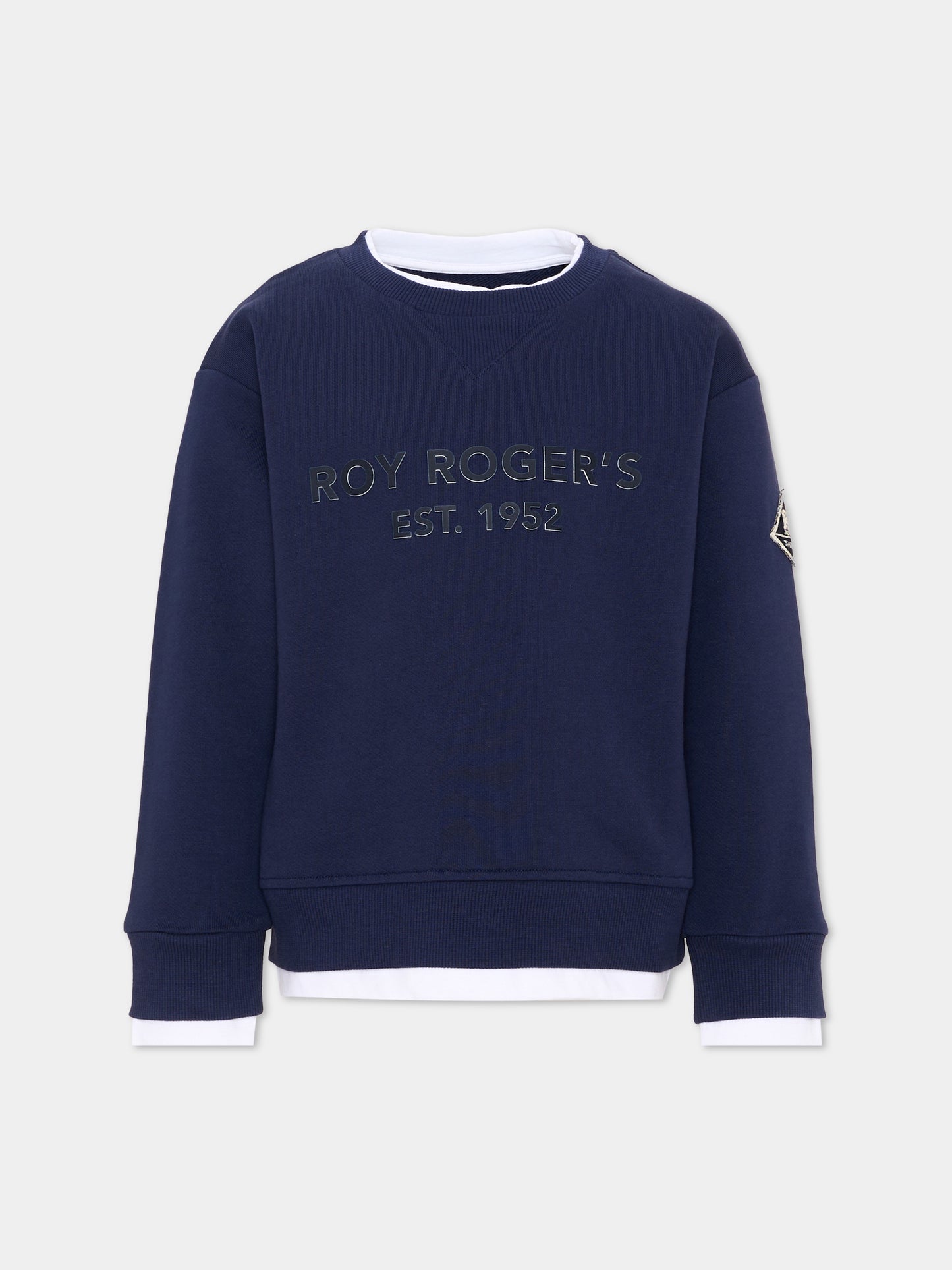 Felpa blu per bambino logo frontale,Roy Roger's Kids,RG102 0 3854