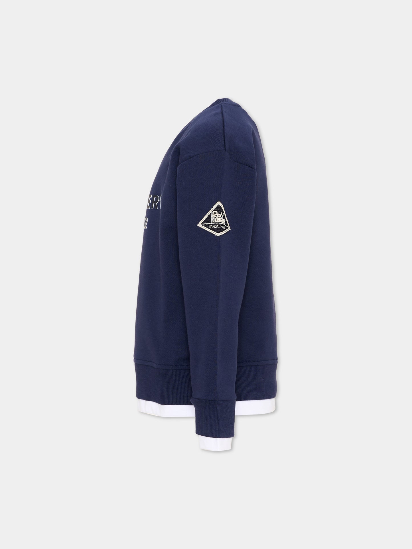 Felpa blu per bambino logo frontale,Roy Roger's Kids,RG102 0 3854