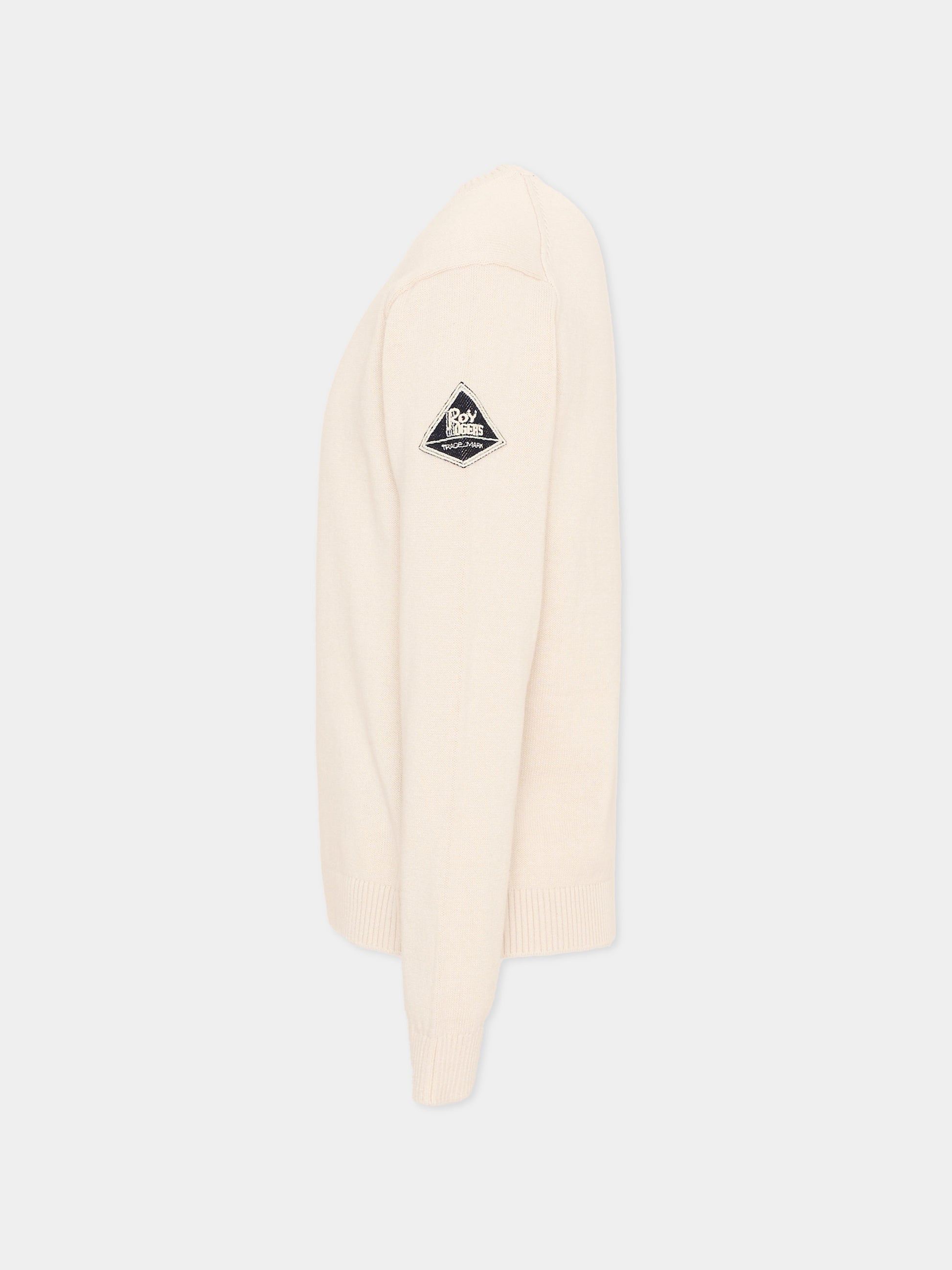 Maglione beige per bambino con patch,Roy Roger's Kids,RG109 0 421