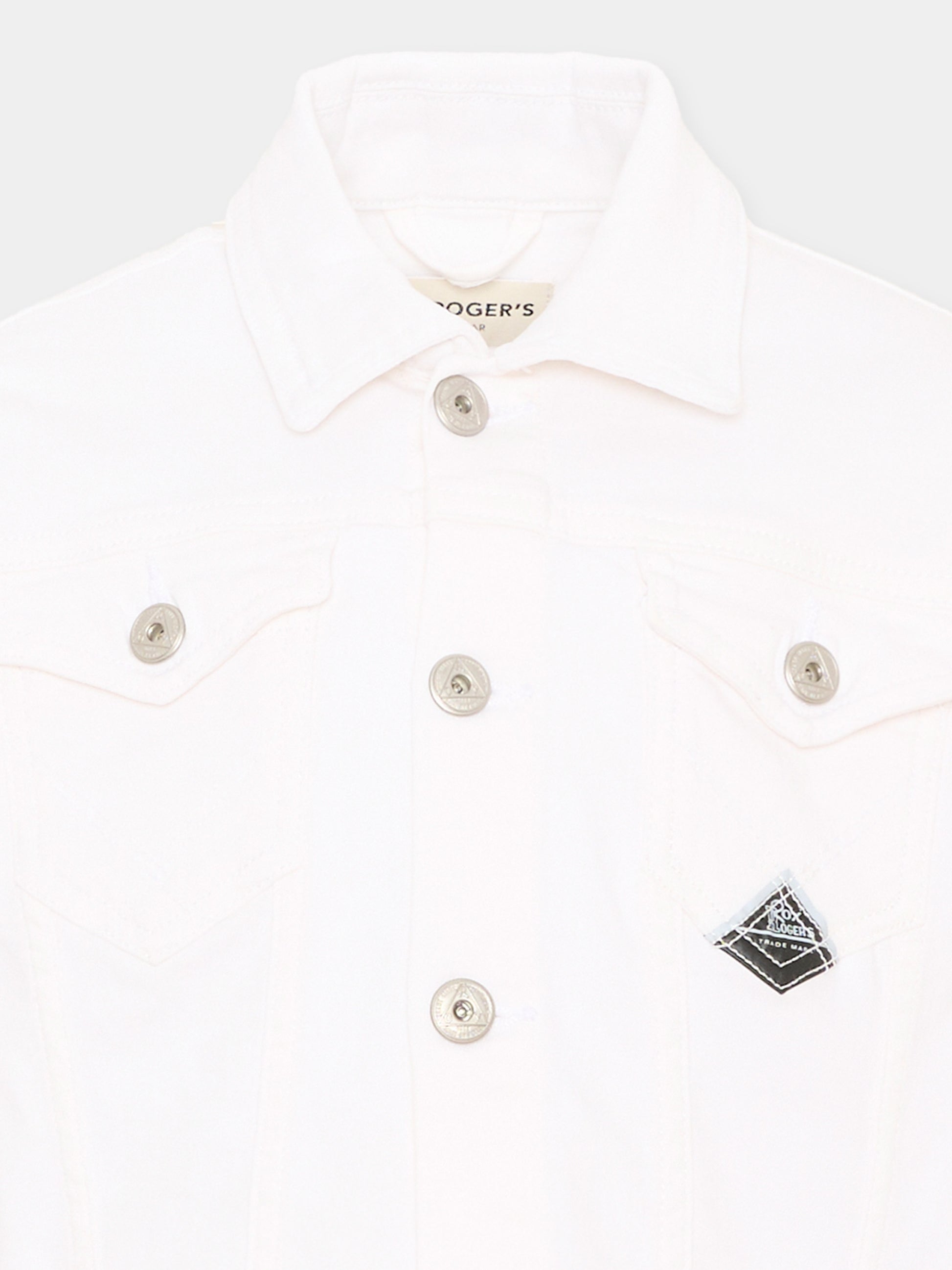 Giubbotto Di Jeans bianco per bambino con logo,Roy Roger's Kids,RG111 0 113