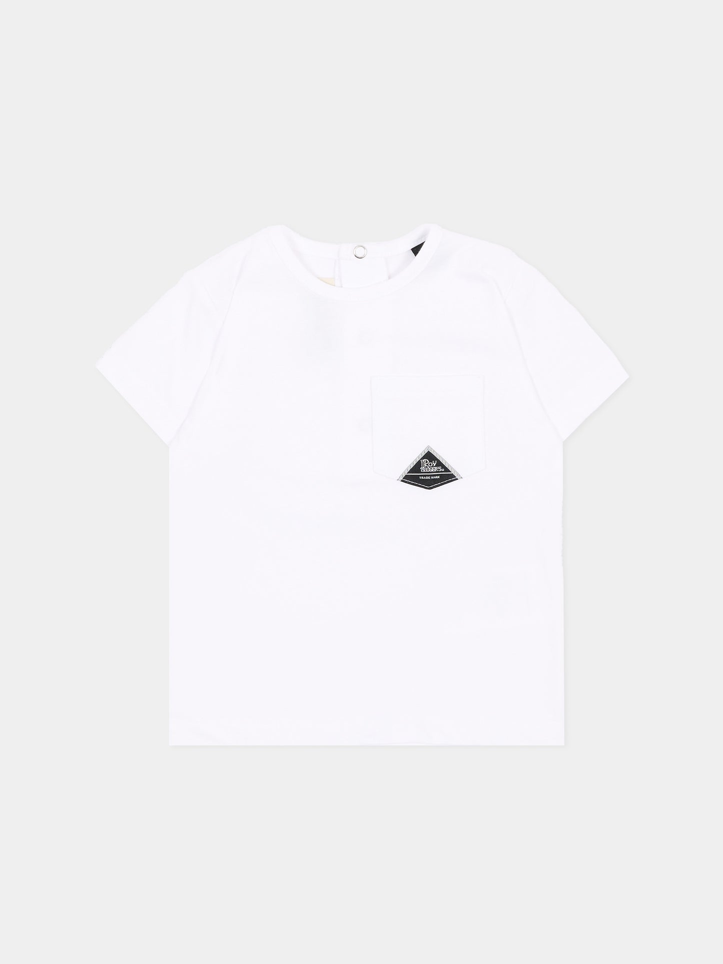 T-shirt a manica corta bianca per neonato tasca logo,Roy Roger's Kids,RG188 0 113
