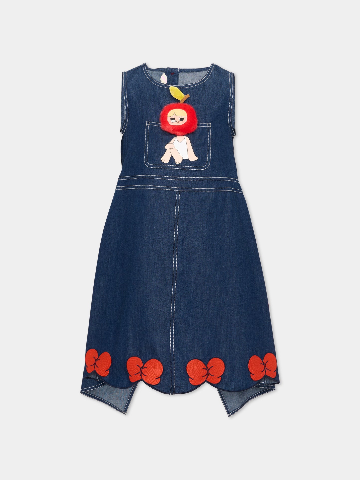 Vestito a manica corta blu per bambina,Poco Blush,SS26373