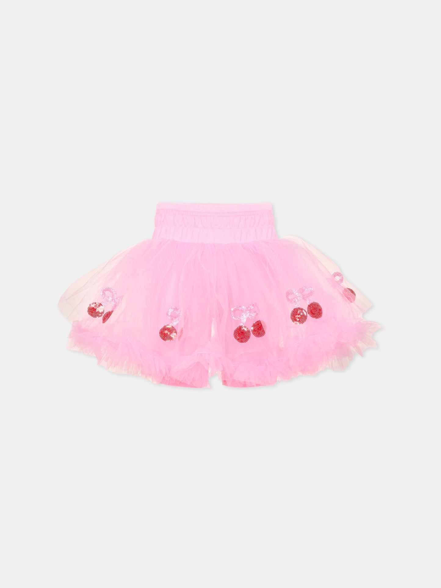 Gonna rosa per bambina con ciliegie