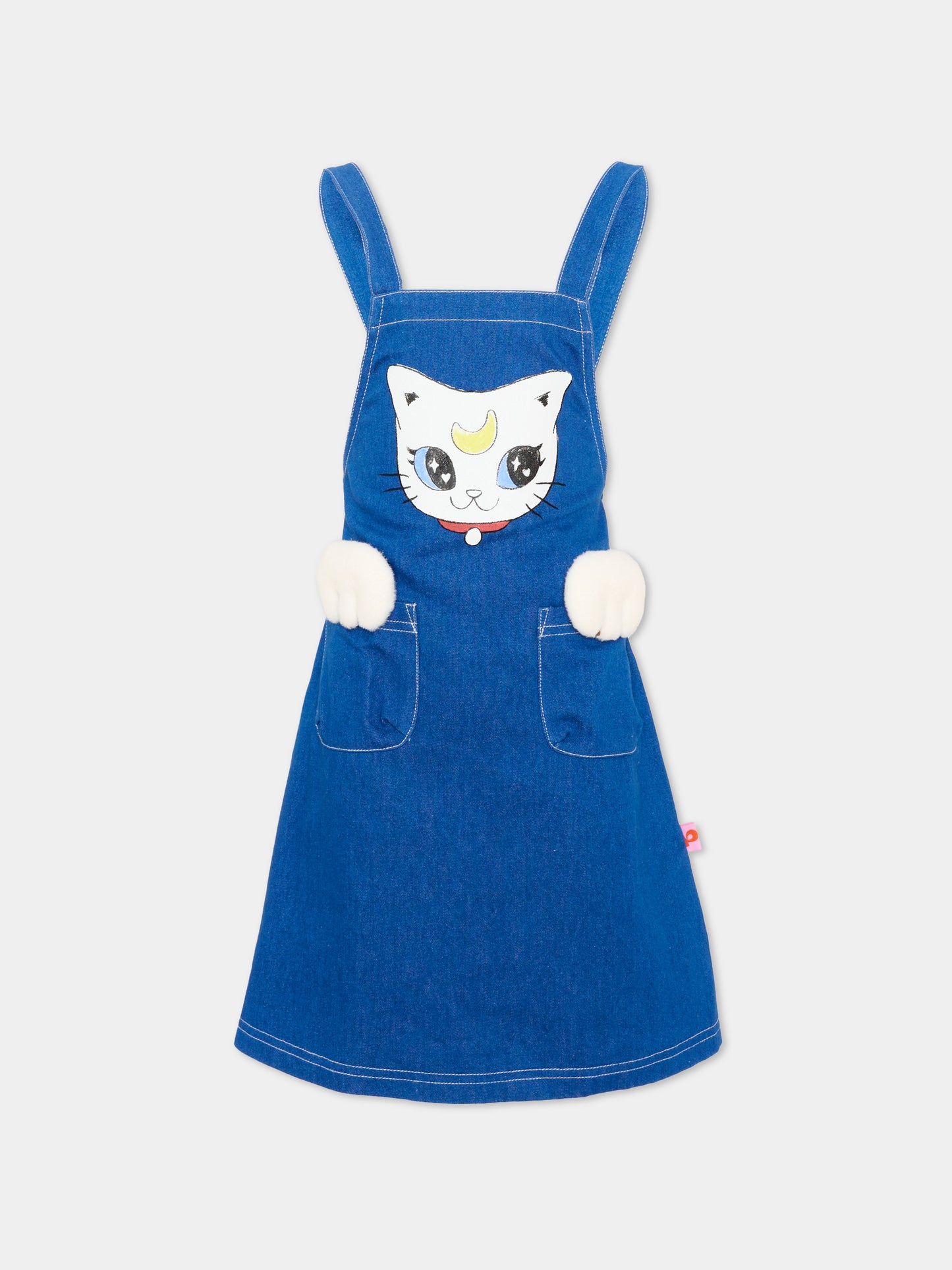 Salopette denim con gatto per bambina,Poco Blush,SS26245