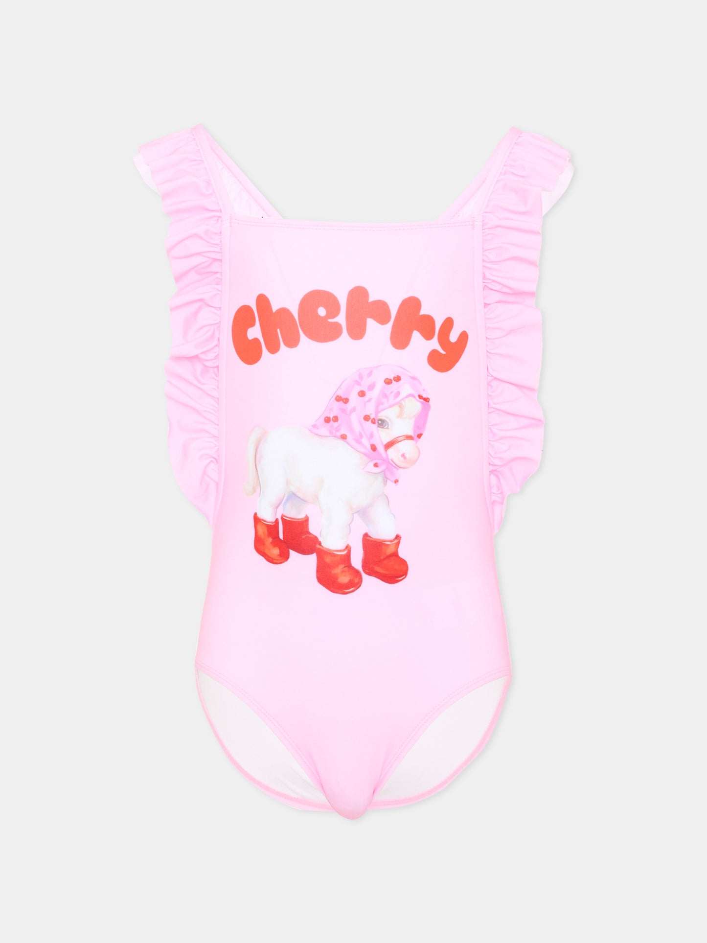 Costume intero rosa per bambina con pony,Poco Blush,SS264106