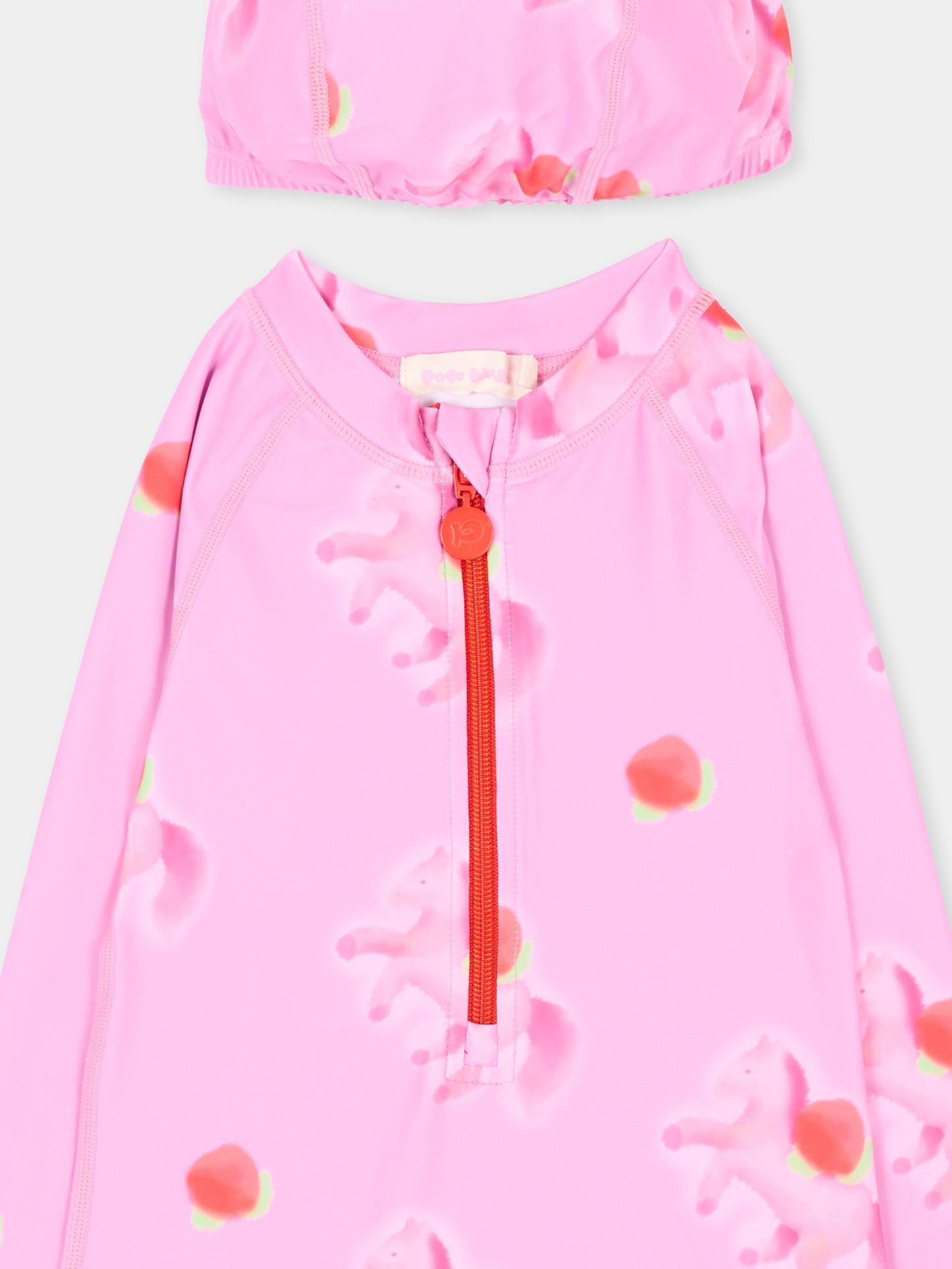 Costume intero rosa per bambina con pony,Poco Blush,SS264105