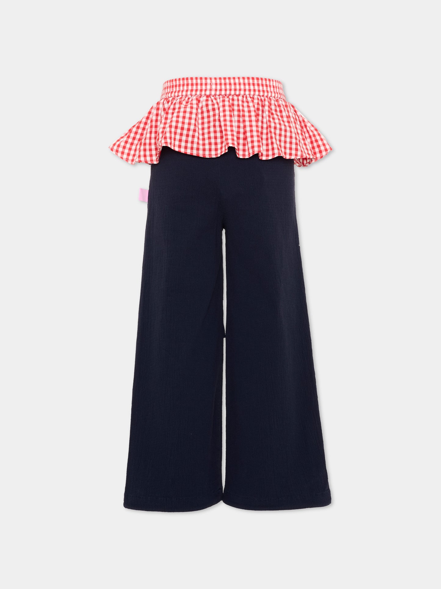 Pantalone blu per bambina con volant,Poco Blush,SS26113