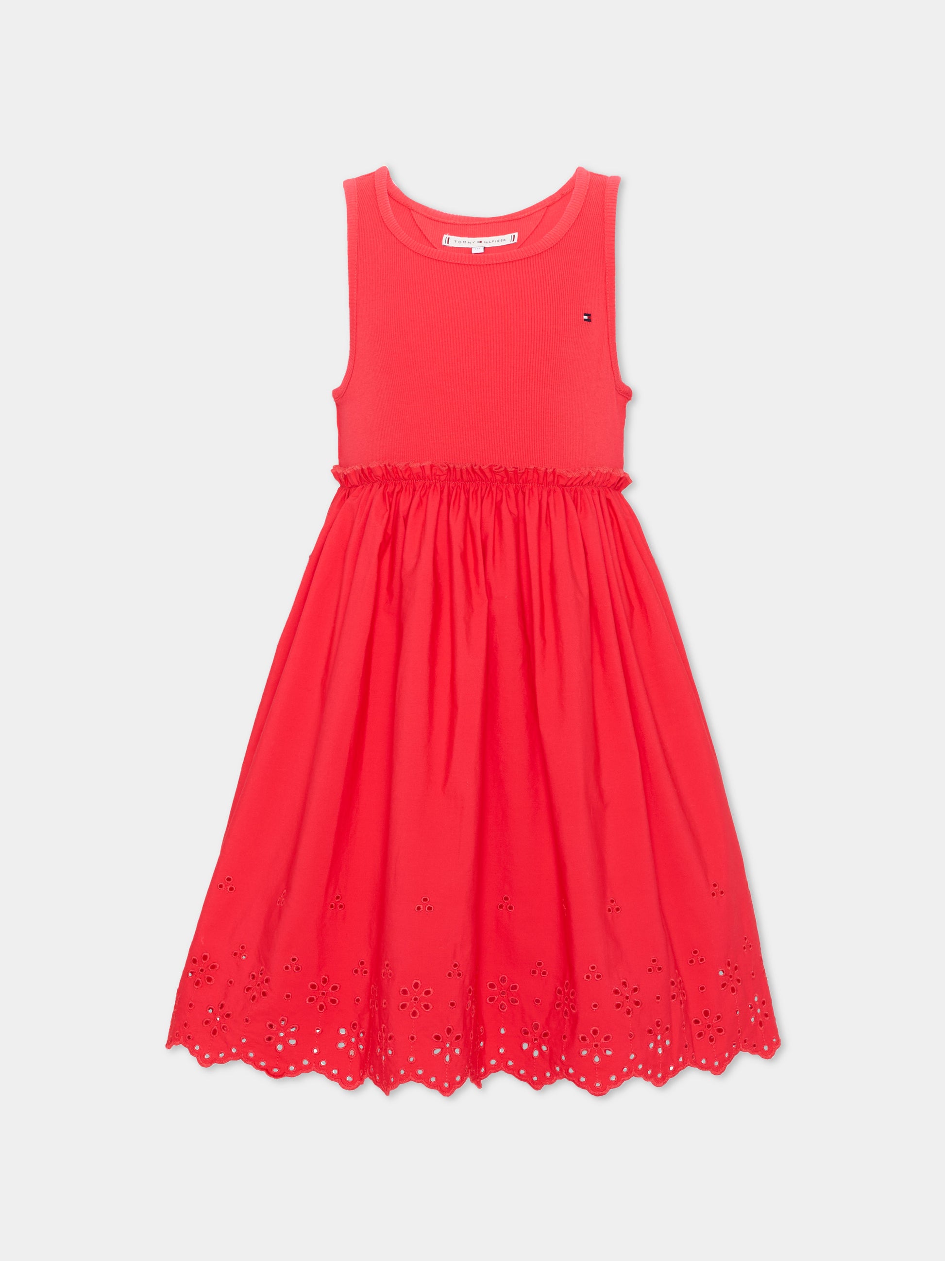 Vestito fucsia per bambina traforato,Tommy Hilfiger Junior,KG0KG09148J XK3