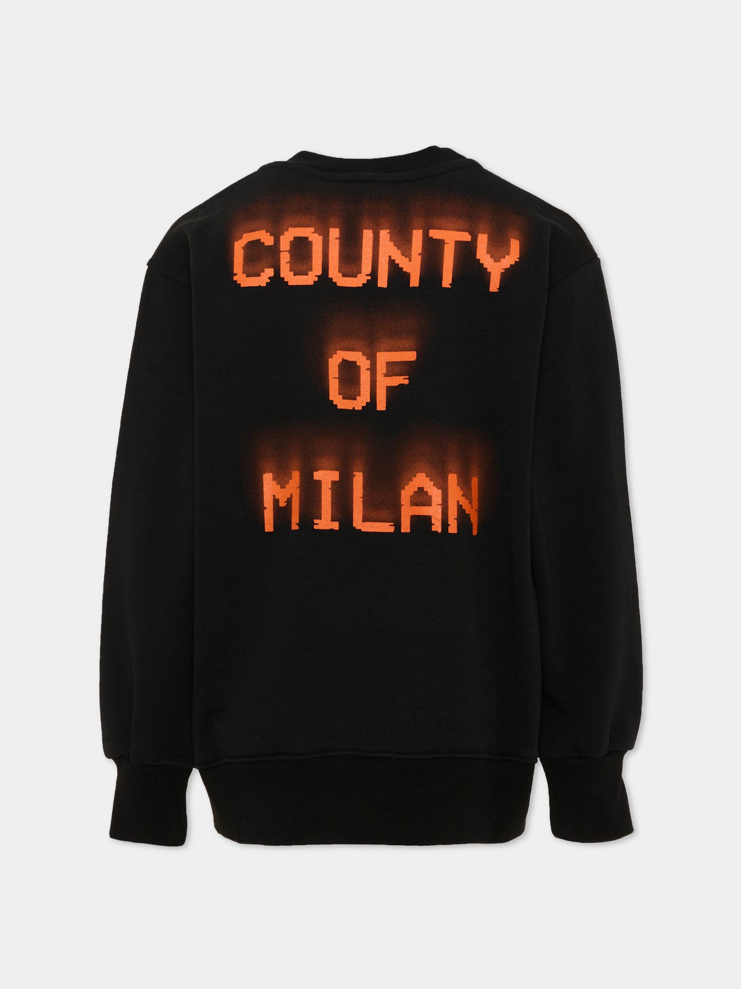 Felpa nera per bambino con logo,County Of Milan Kids,S6CMJBSW055 110