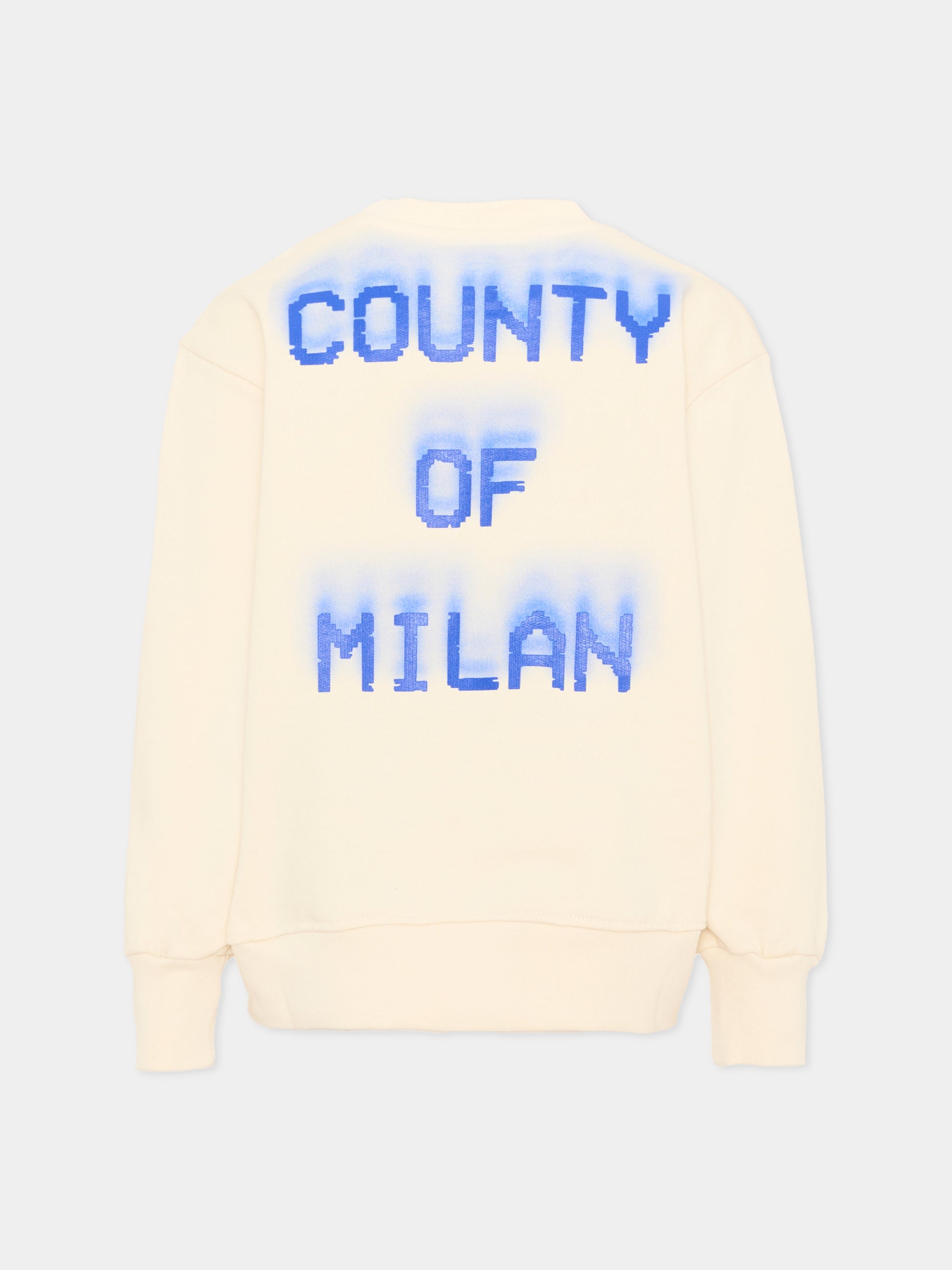 Felpa avorio per bambino con logo,County Of Milan Kids,S6CMJBSW055 412