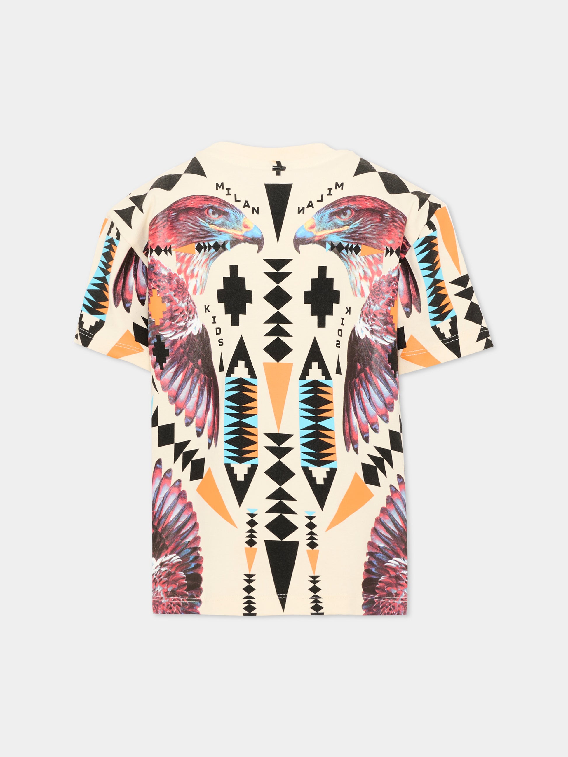 T-shirt avorio per bambino con stampa,County Of Milan Kids,S6CMJBTH043 412