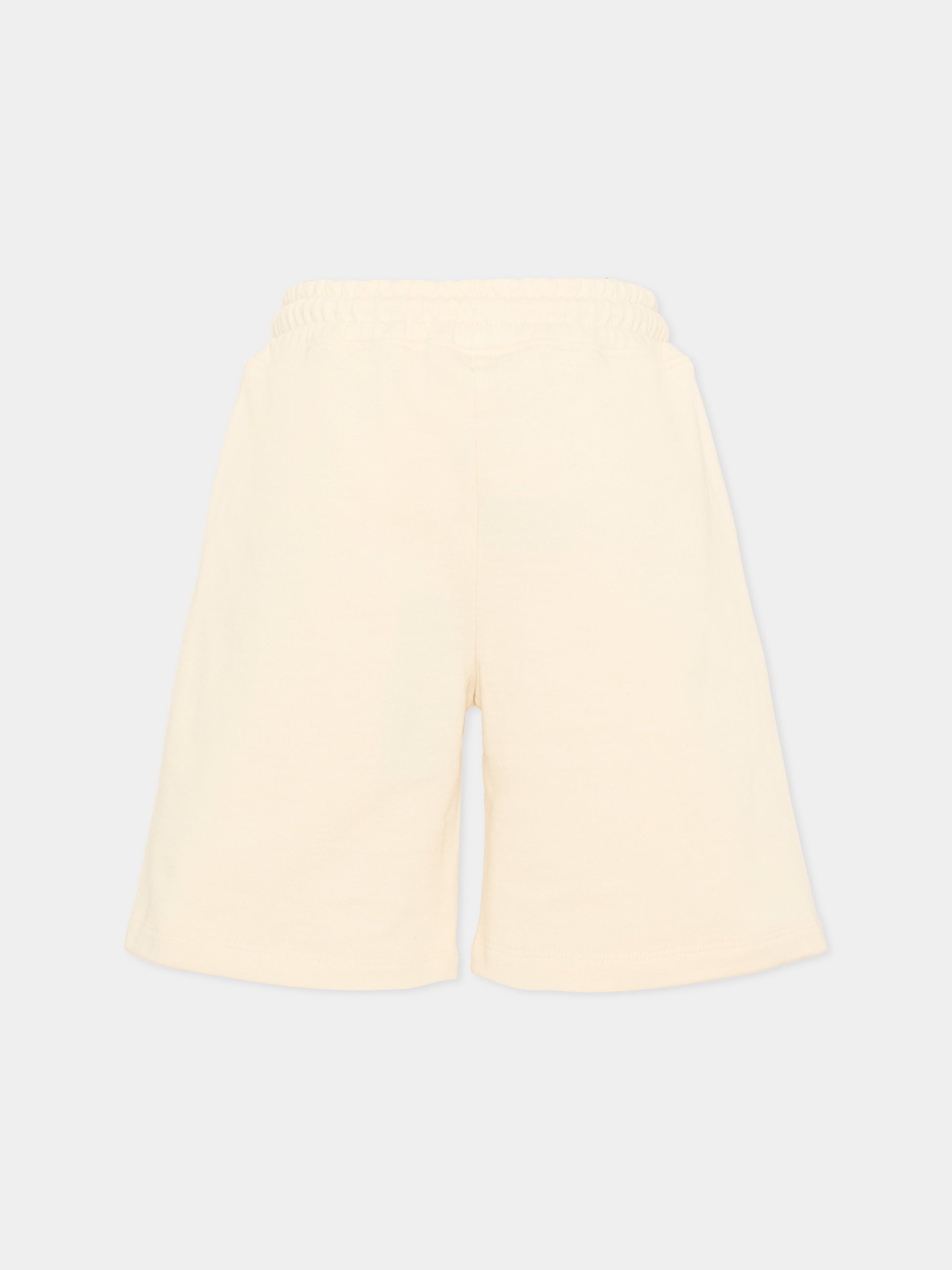 Shorts avorio per bambino con logo,County Of Milan Kids,S6CMJBBE005 412