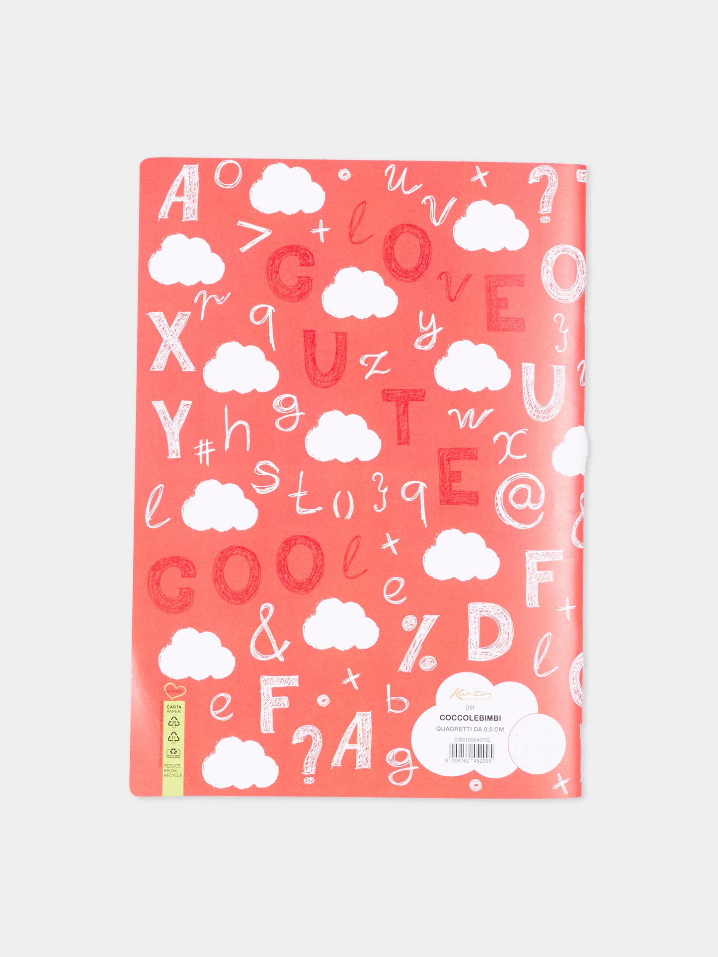 Quaderno rosso per bambini con nuvole,Kartos,CB01055407Q