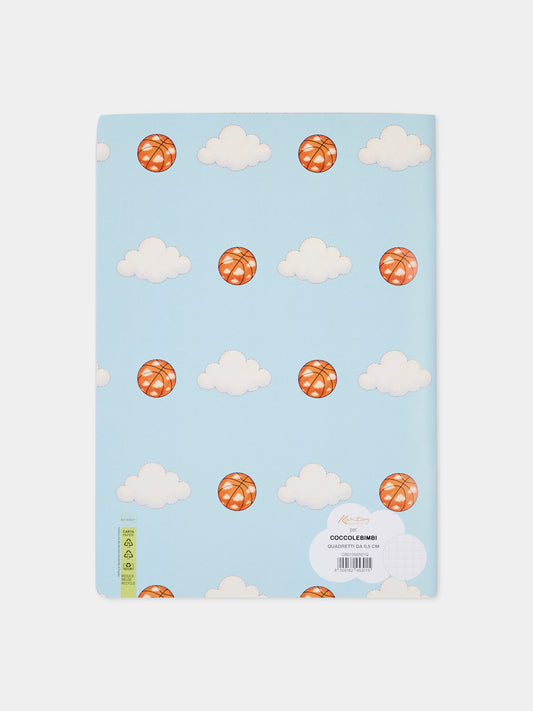 Quaderno celeste per bambini con nuvole e palle da basket,Kartos,CB01055501Q
