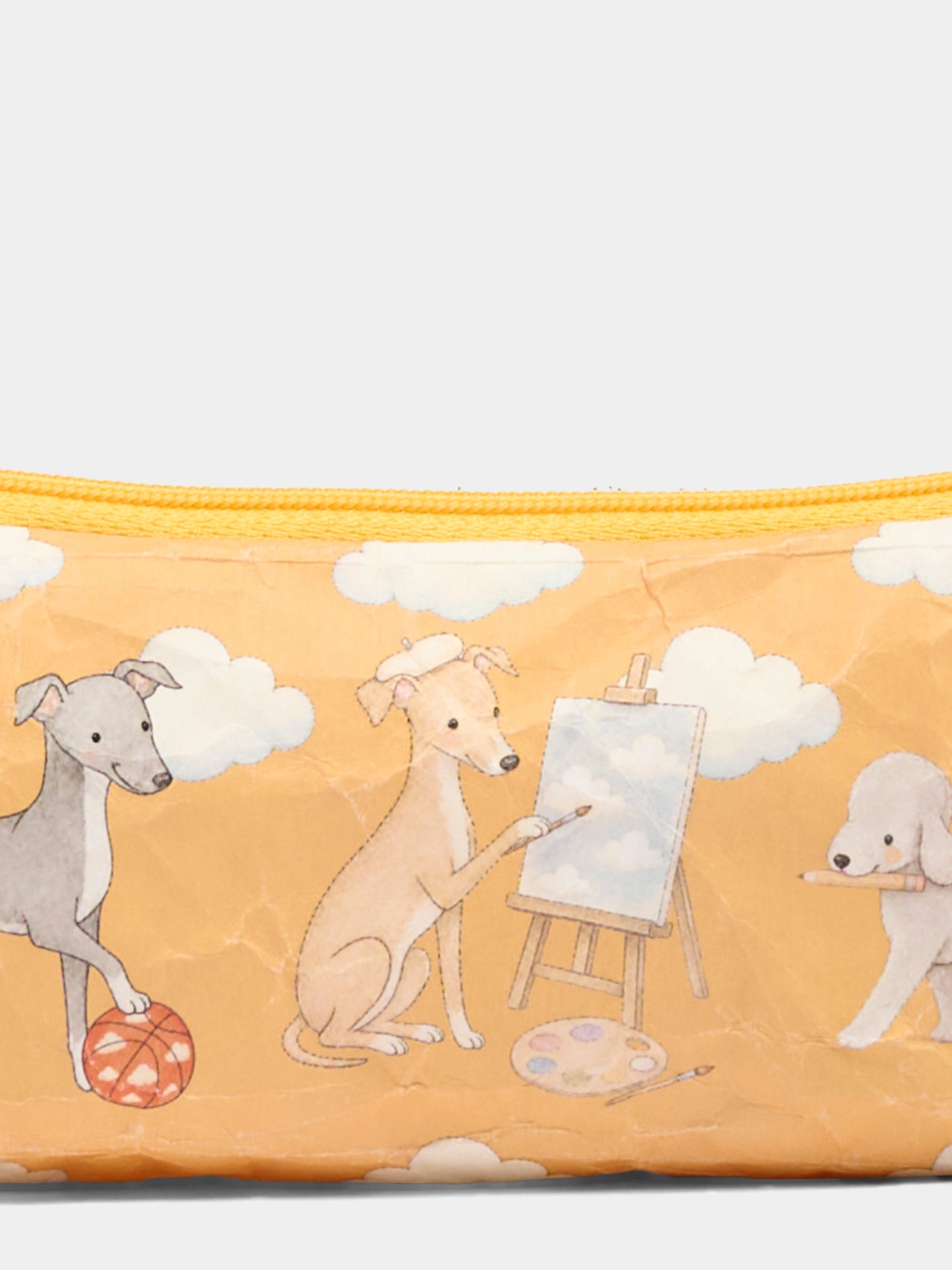 Astuccio giallo per bambini con cani
