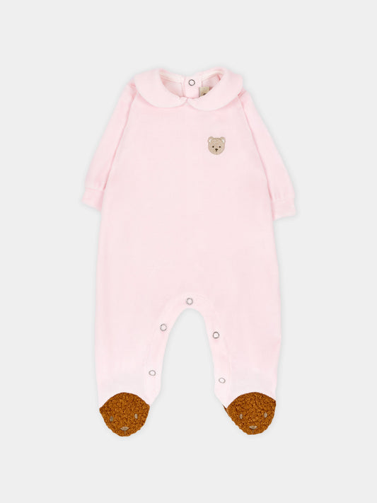 Tutina rosa per neonata con orsetto in ciniglia,Le Boo Beebè,CB041 30