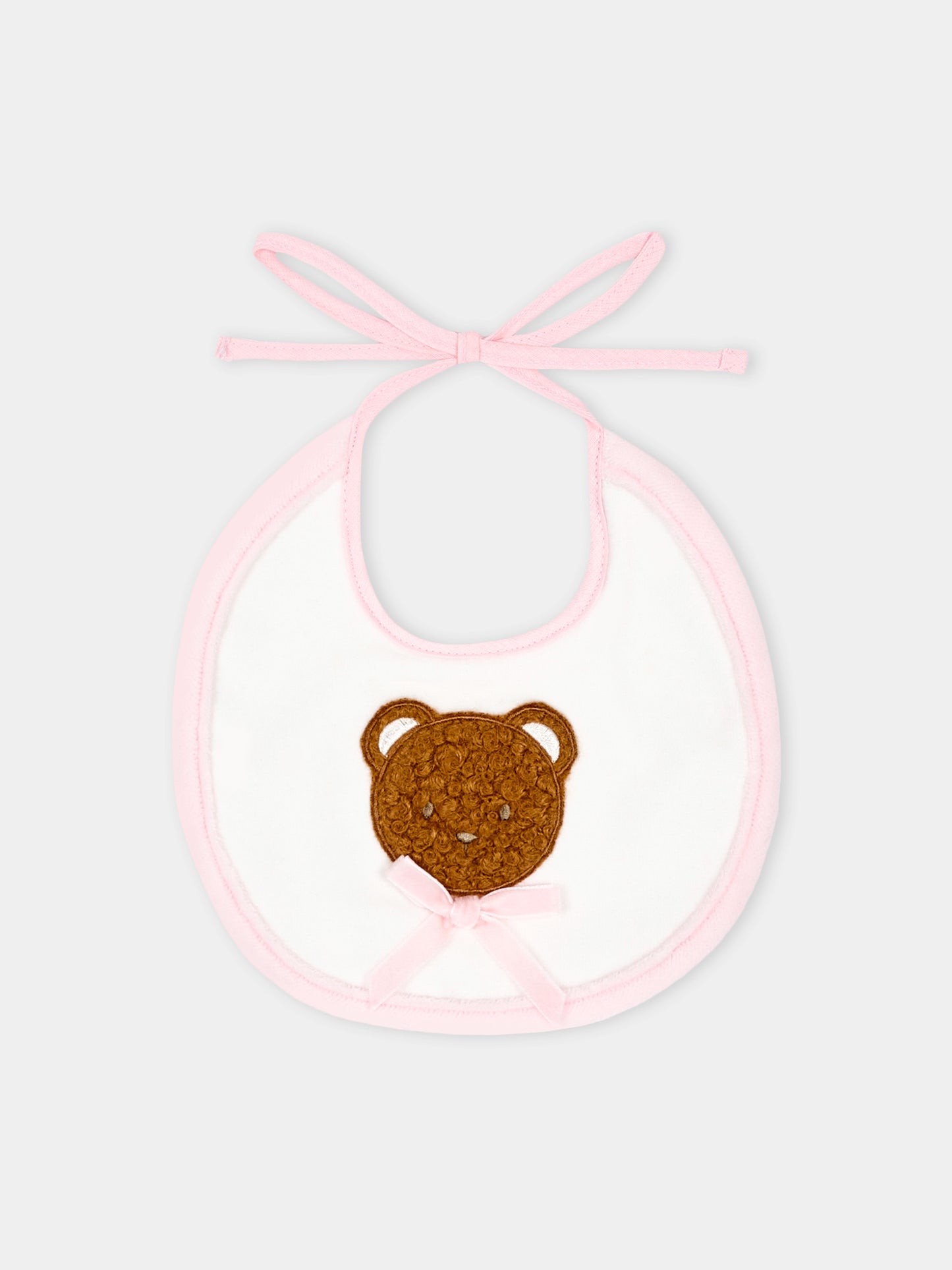 Bavaglino bianco per neonata con orsetto,Le Boo Beebè,CBB040 2030