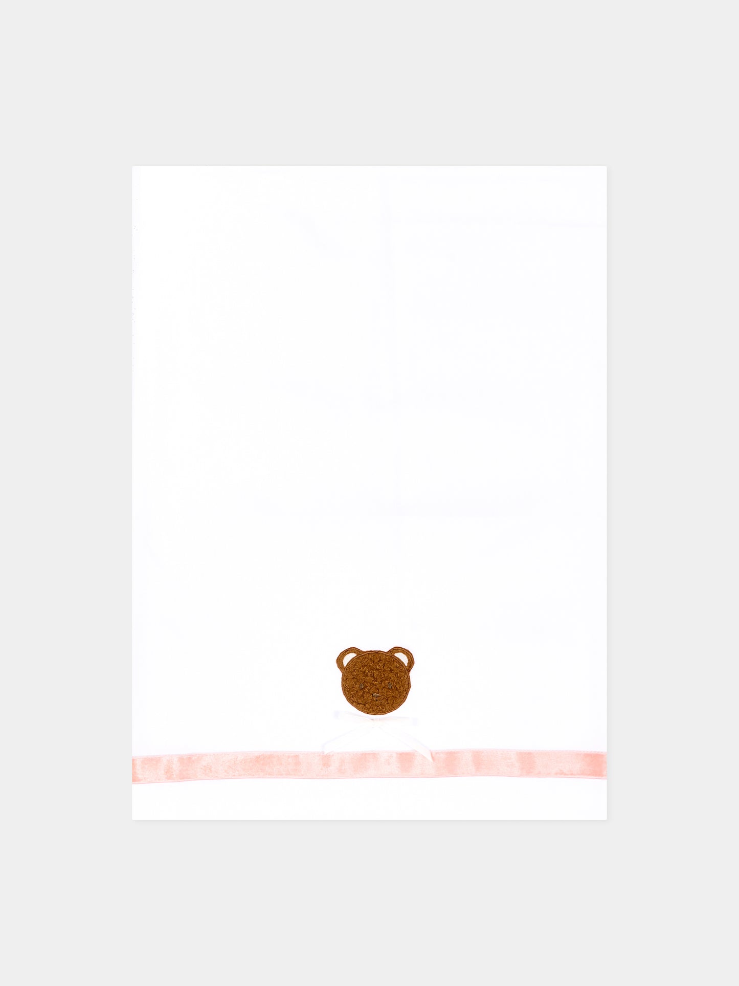 Lenzuola bianche per neonata con orsetto bouclé,Le Boo Beebè,CBL040 1030