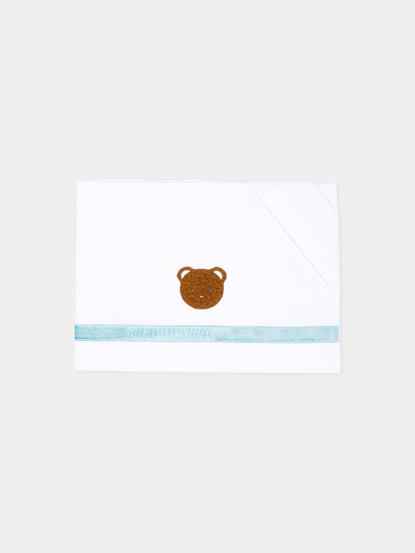 Lenzuola bianche per neonato con orsetto bouclé,Le Boo Beebè,CBL040 1040