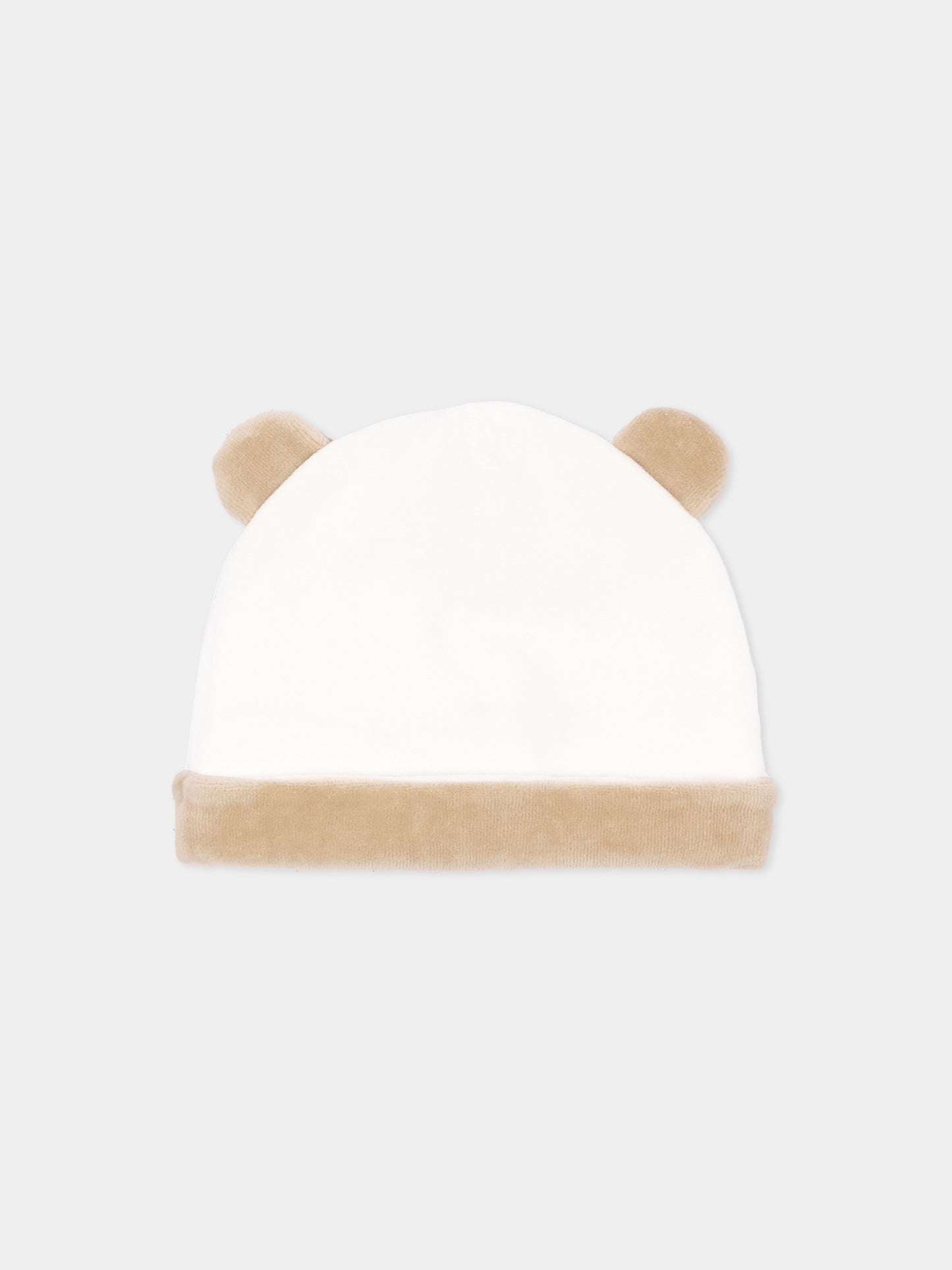 Cappello avorio per neonati in ciniglia con orecchie,Le Boo Beebè,CCB040 21
