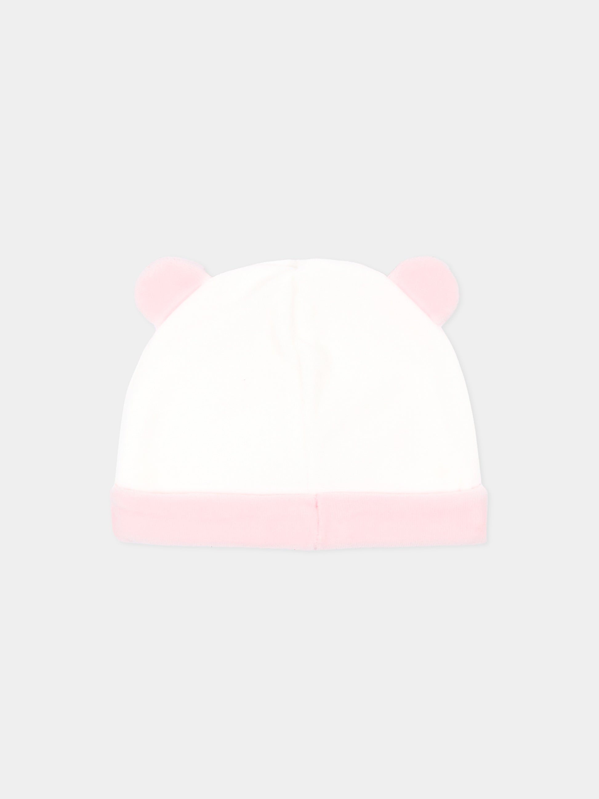 Cappello avorio per neonata in ciniglia con orecchie,Le Boo Beebè,CCB040 30