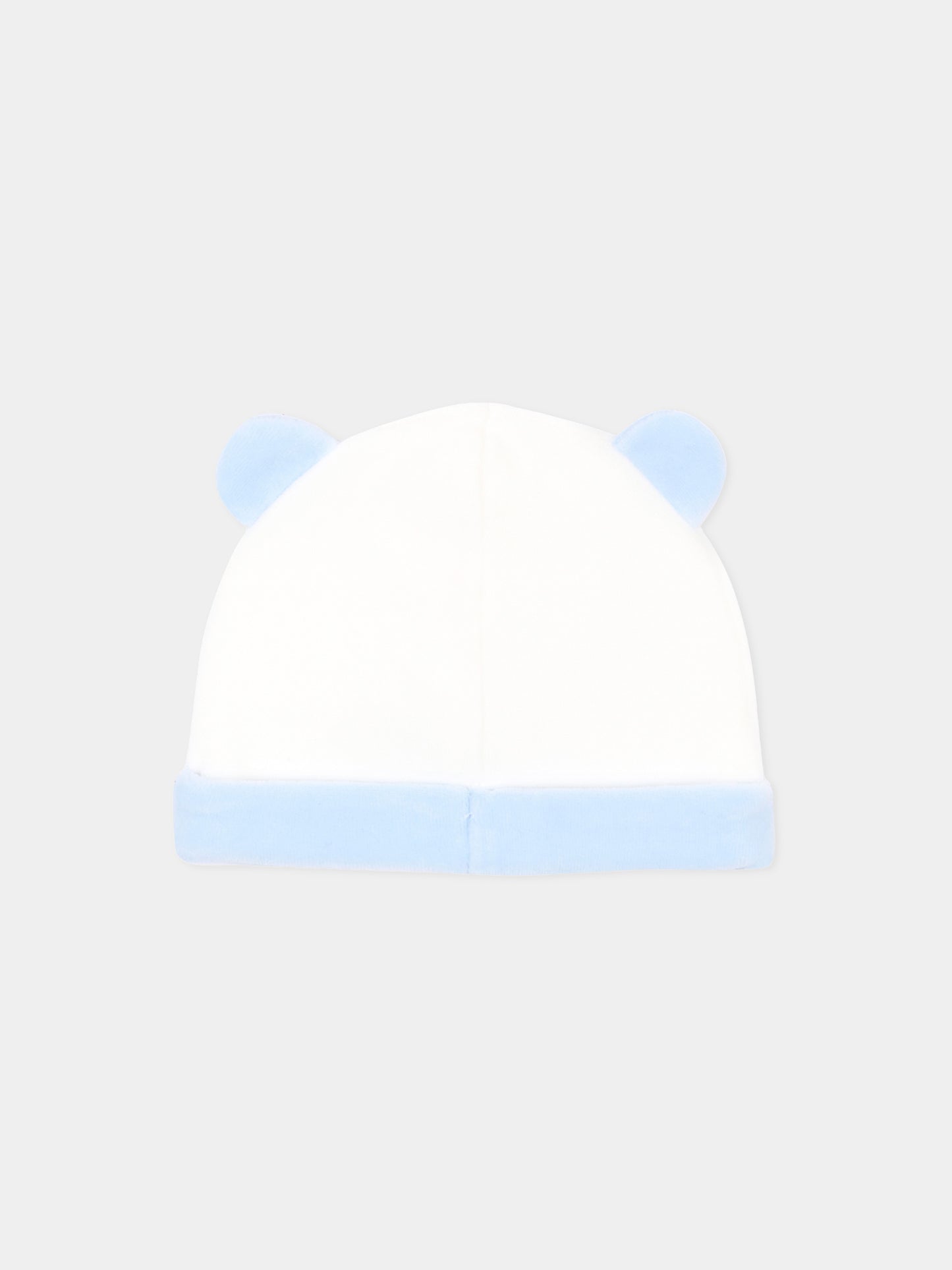 Cappello celeste per neonato in ciniglia con orecchie,Le Boo Beebè,CCB040 40