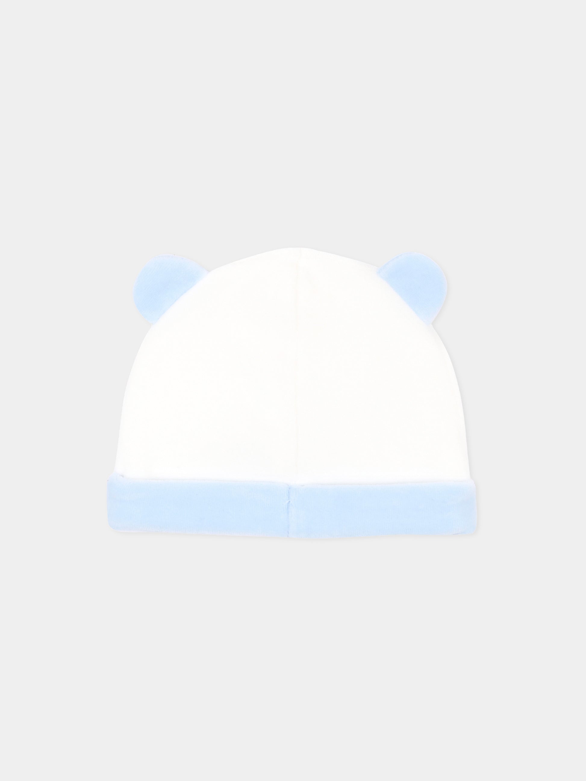 Cappello celeste per neonato in ciniglia con orecchie,Le Boo Beebè,CCB040 40