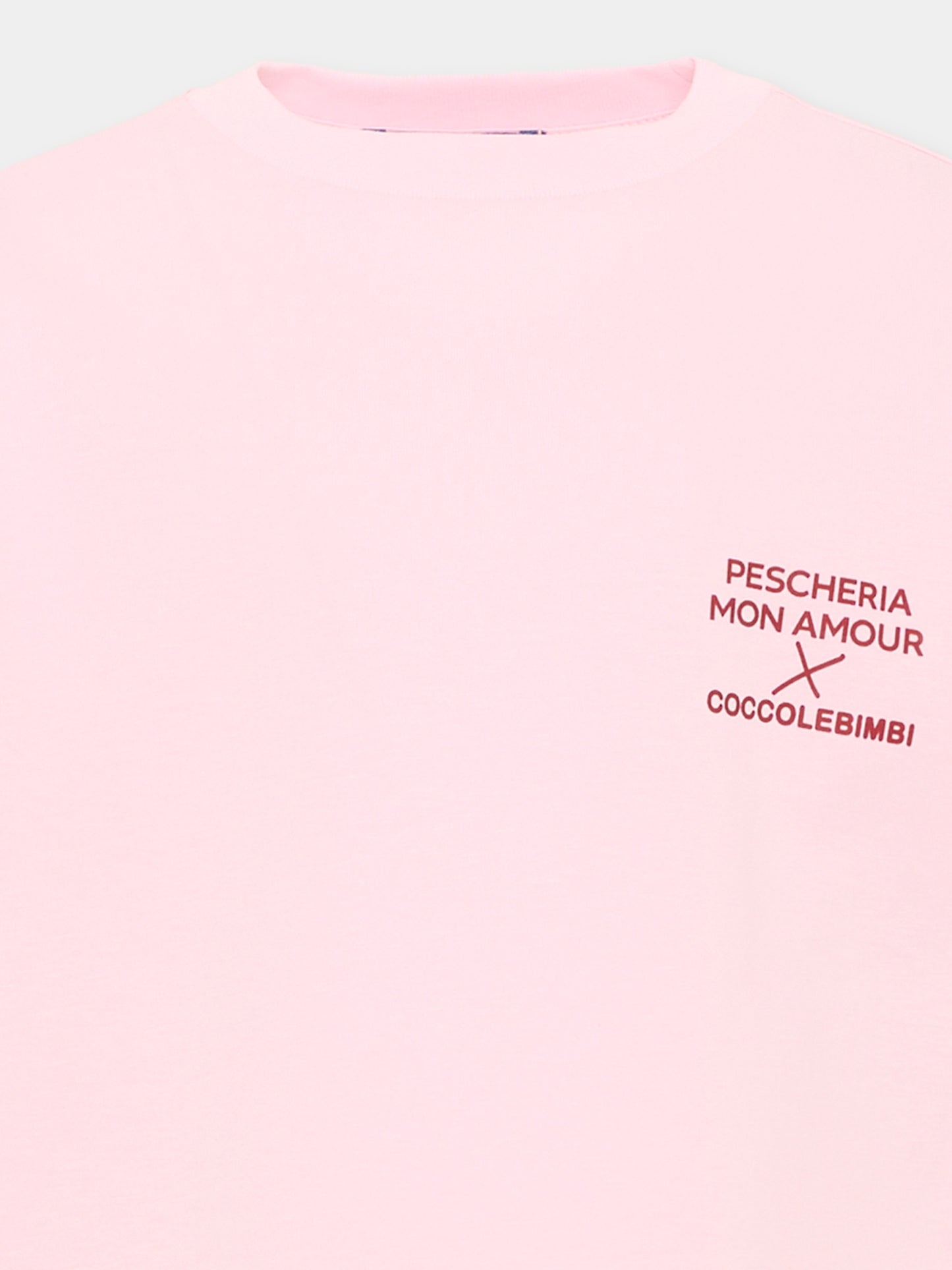 T-shirt a manica lunga rosa per bambina con frase sul retro,Pescheria Mon Amour,PMAK LS002 PNK