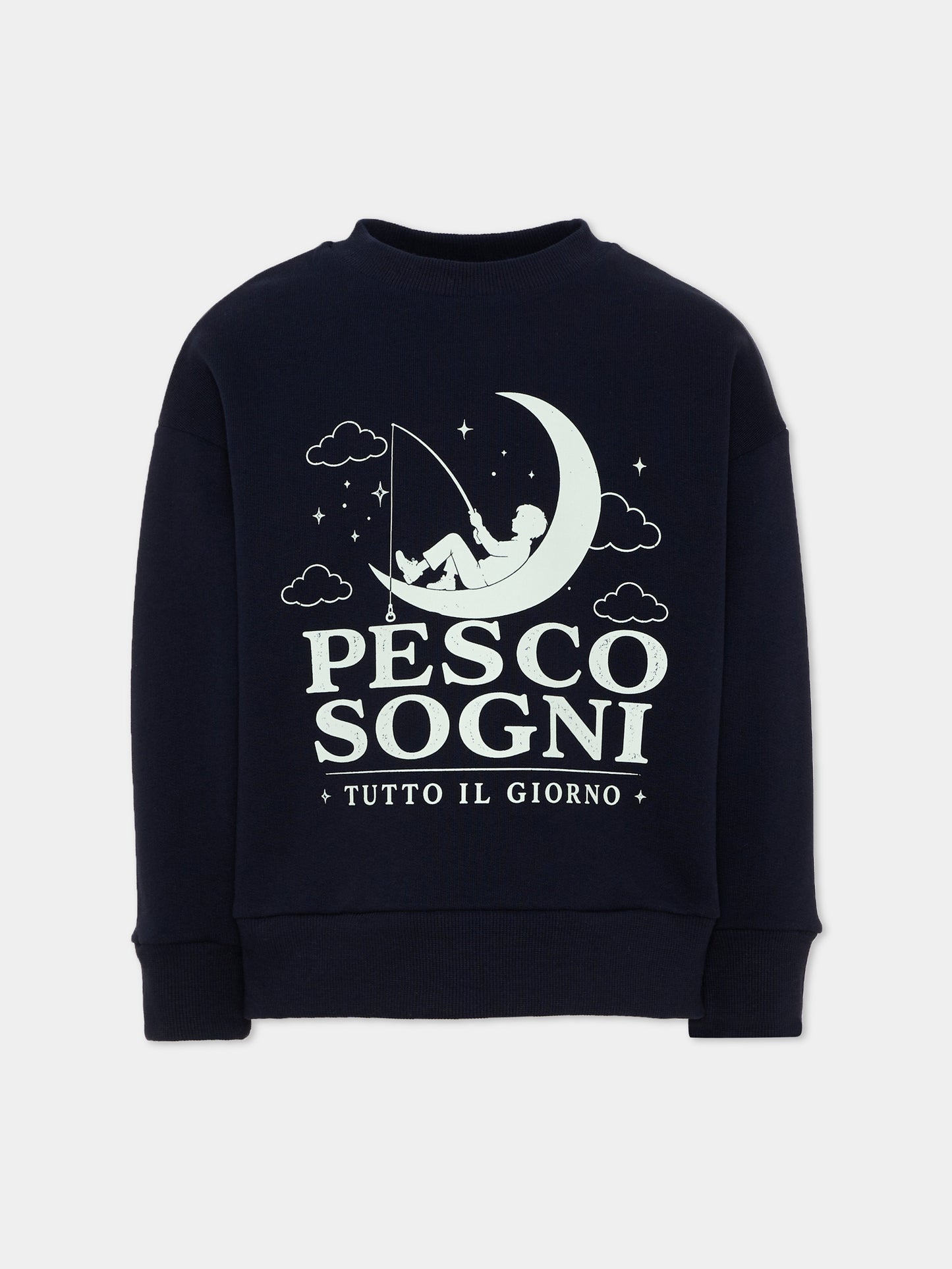 Felpa blu per bambini con stampa,Pescheria Mon Amour X Coccolebimbi,PMAK SW012 NVY