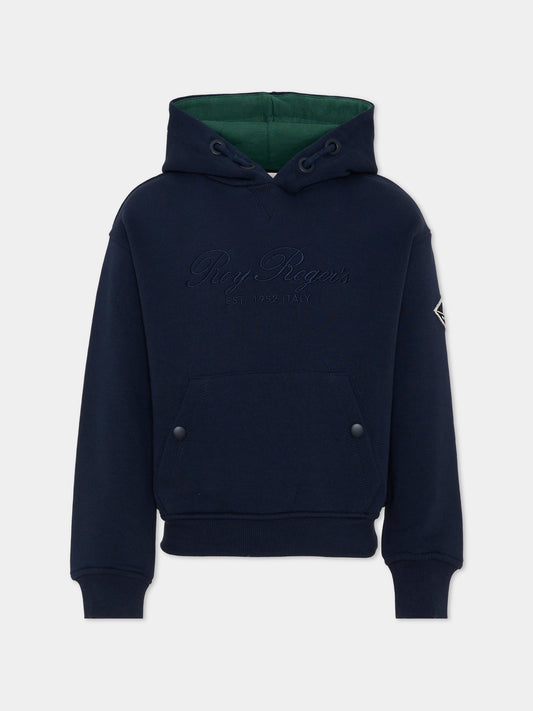 Felpa con cappuccio blu con logo,Roy Roger's Kids,R F101 00 3885