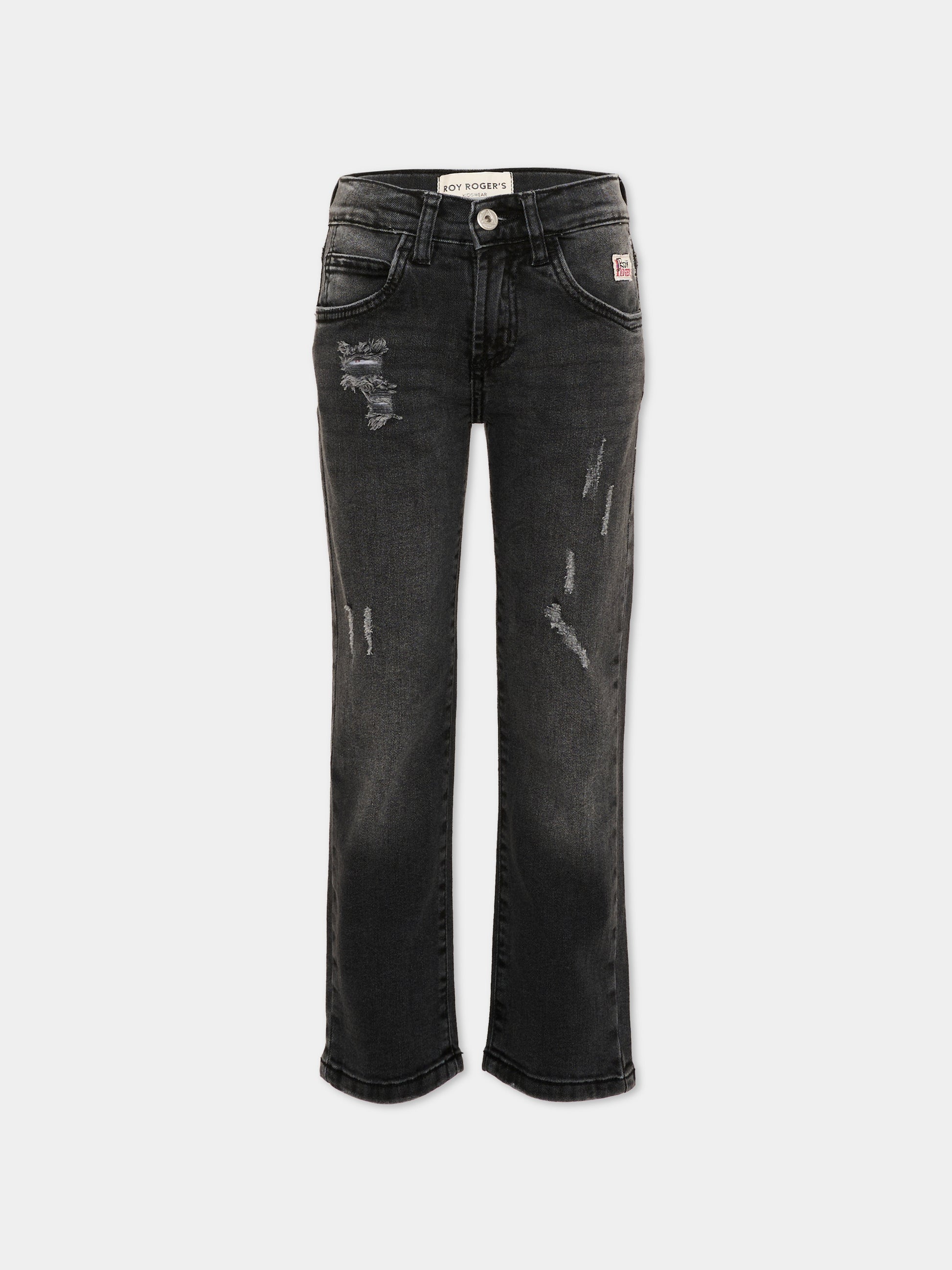 Jeans nero per bambino con strappi,Roy Roger's Kids,R F130 00 7020